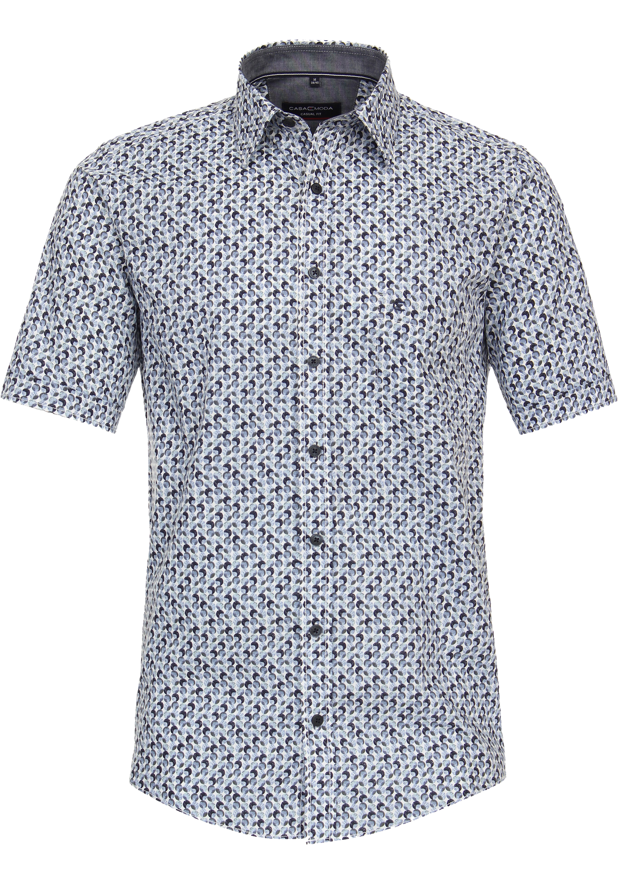 CASA MODA Sport casual fit overhemd, korte mouw, chambray, blauw dessin