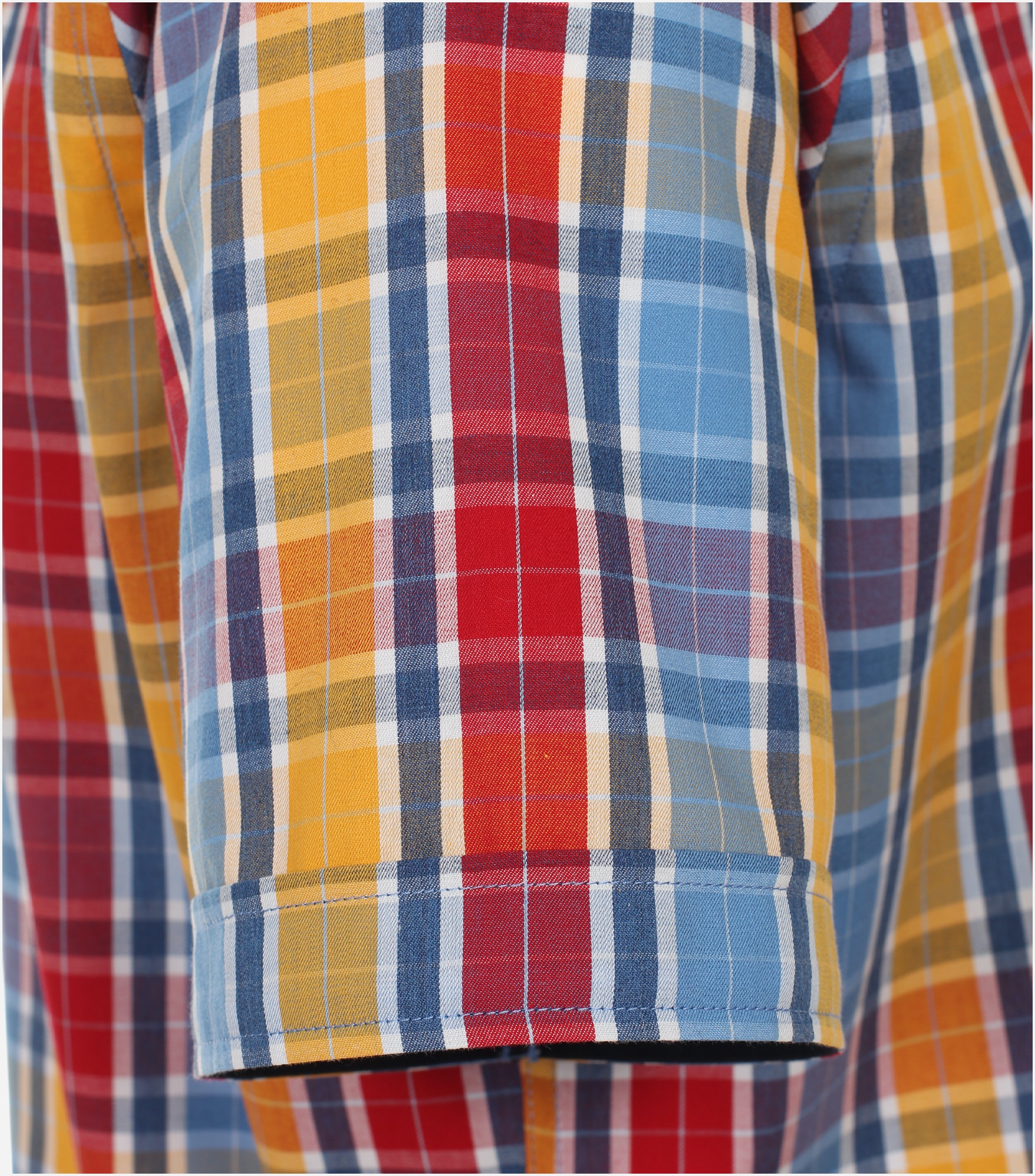 Redmond comfort fit overhemd, korte mouw, popeline, rood geruit