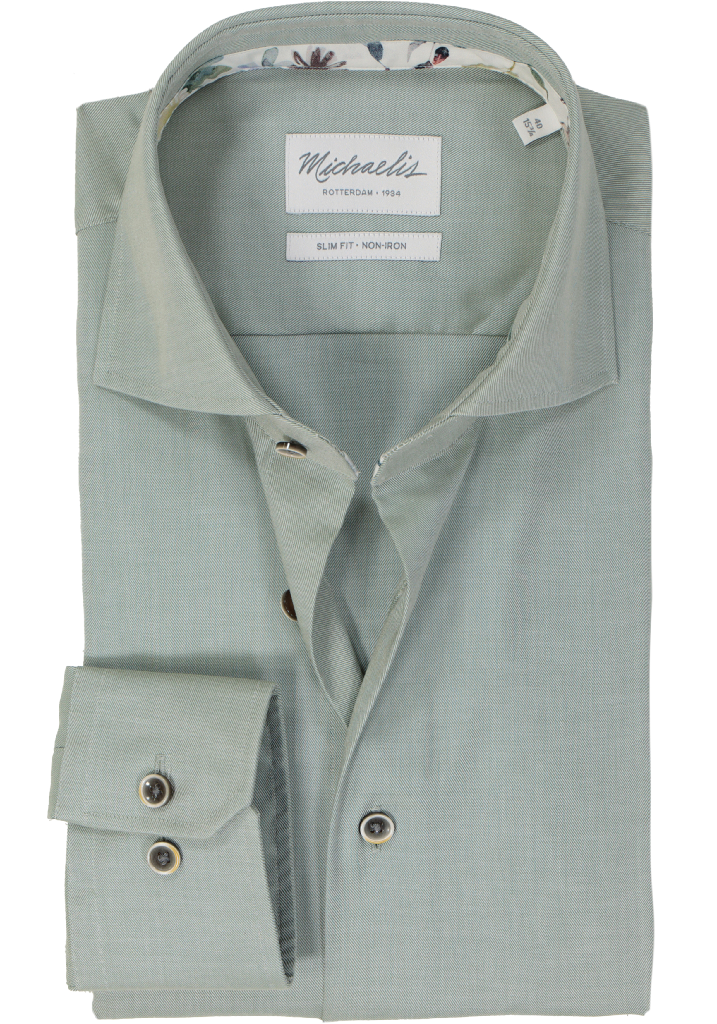 Michaelis slim fit heren overhemd, twill, groen
