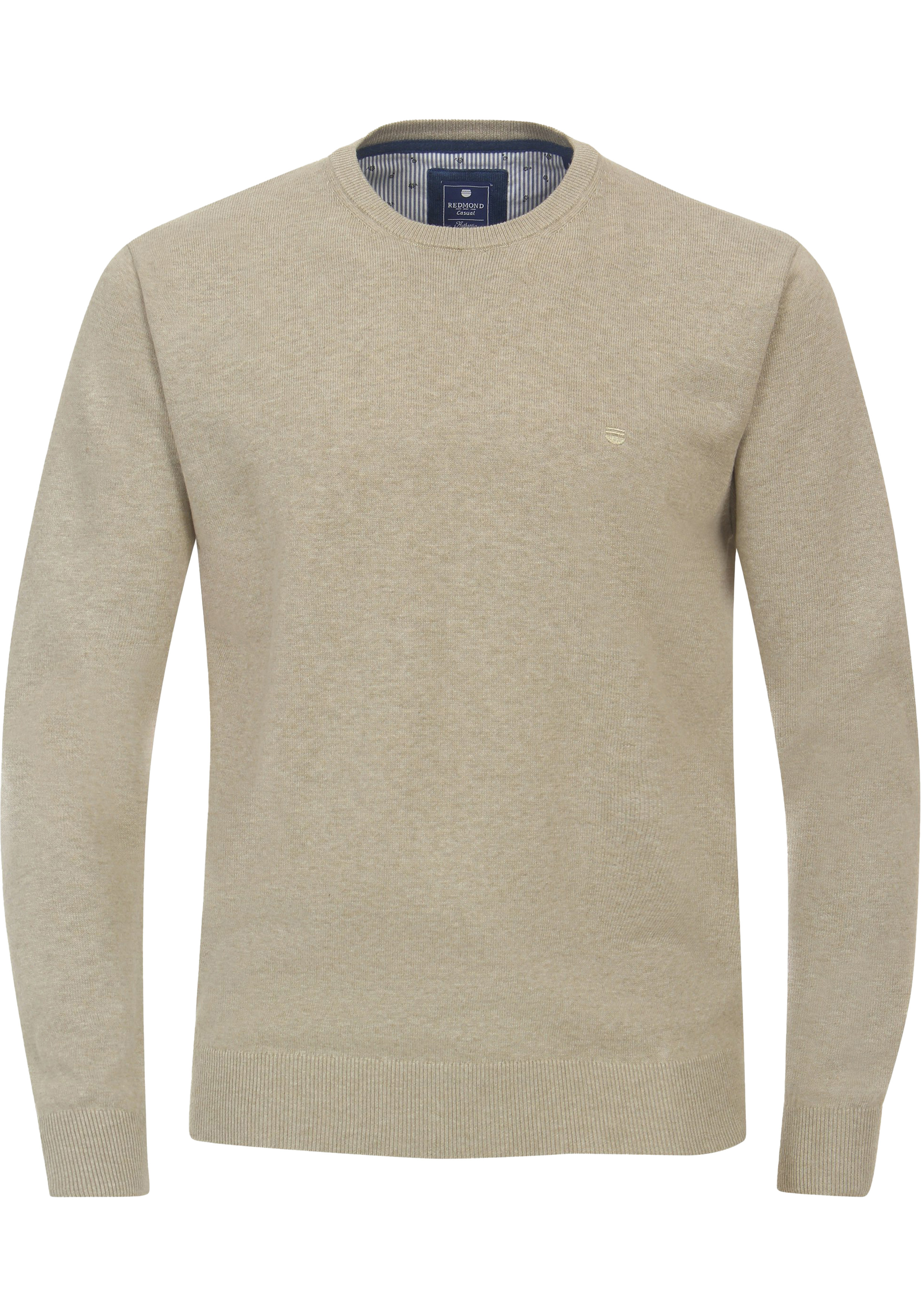 Redmond heren trui katoen, O-hals, beige (middeldik)