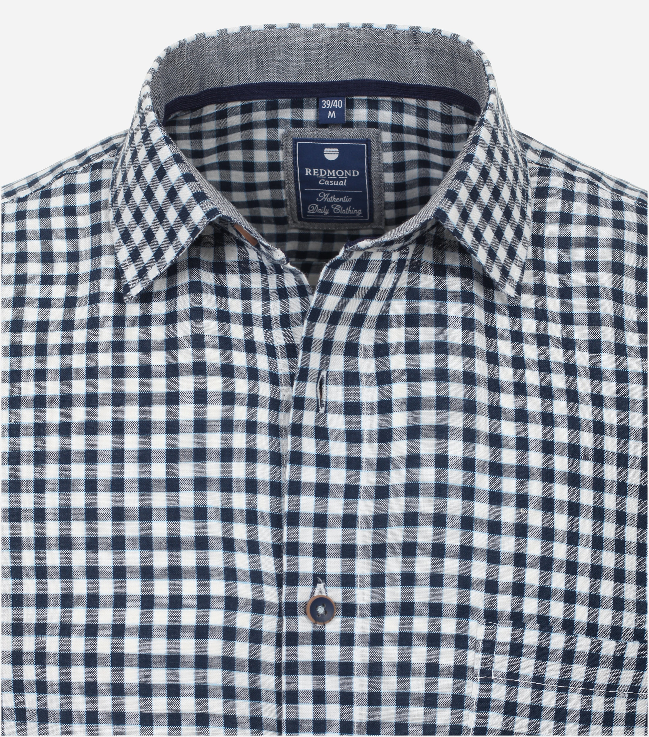 Redmond comfort fit overhemd, korte mouw, popeline, blauw geruit