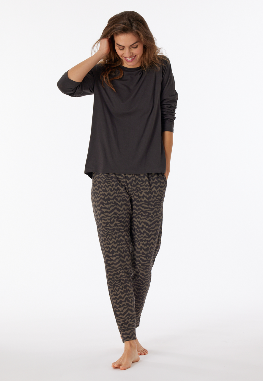 SCHIESSER Mix+Relax T-shirt, dames shirt lange mouwen antraciet