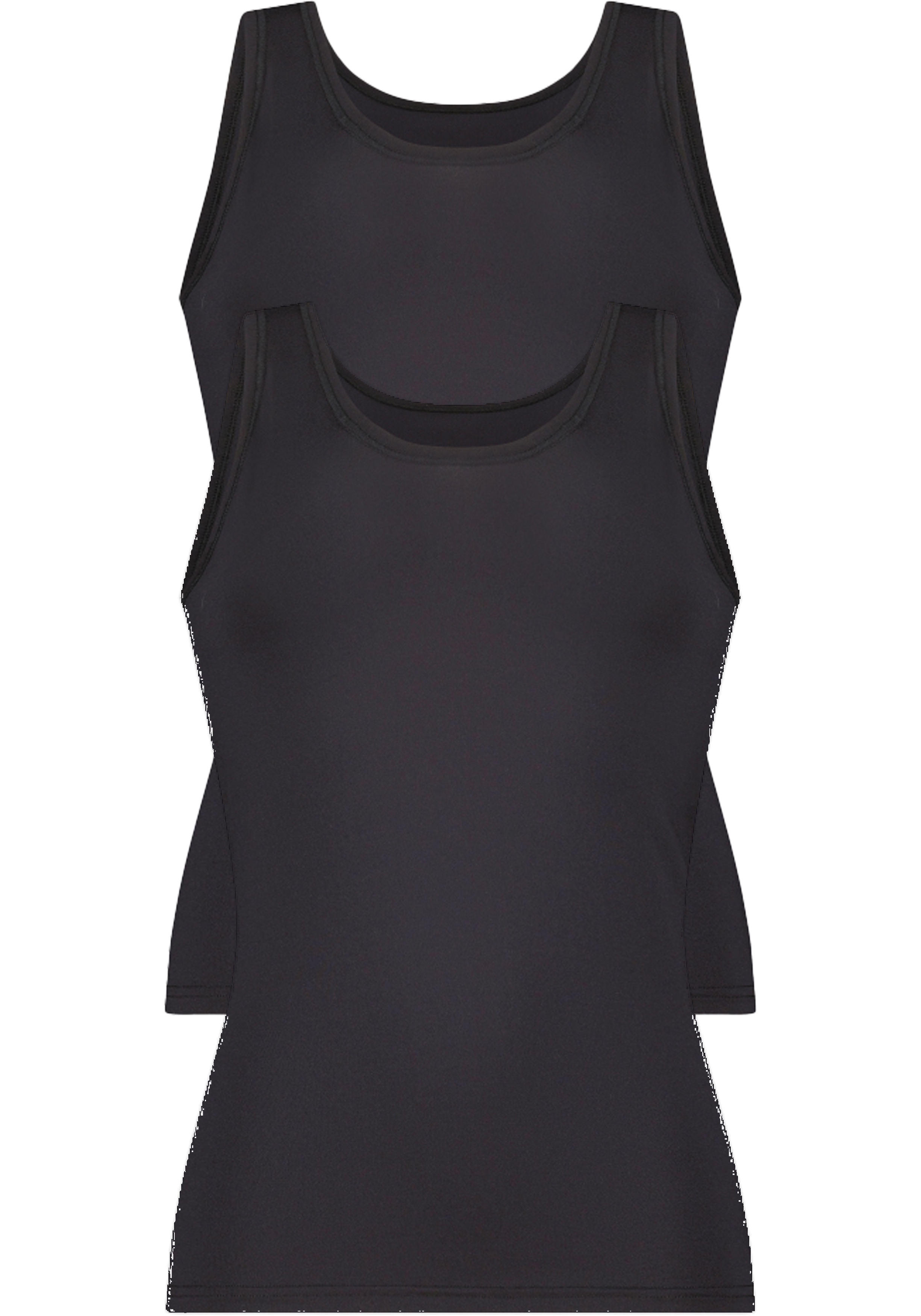 RJ Bodywear Pure Color dames extra comfort hemd (2-pack), zwart