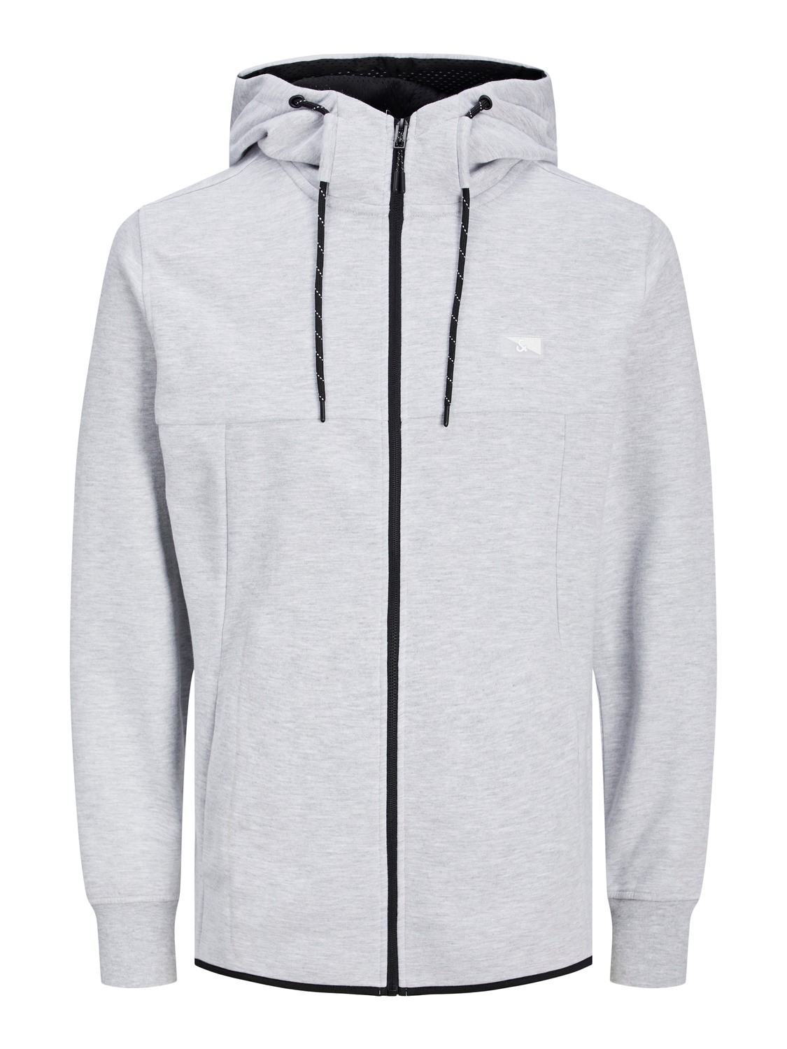 JACK & JONES Air sweat zip hood regular fit, heren sweatvest katoenmengsel met capuchon, lichtgrijs melange