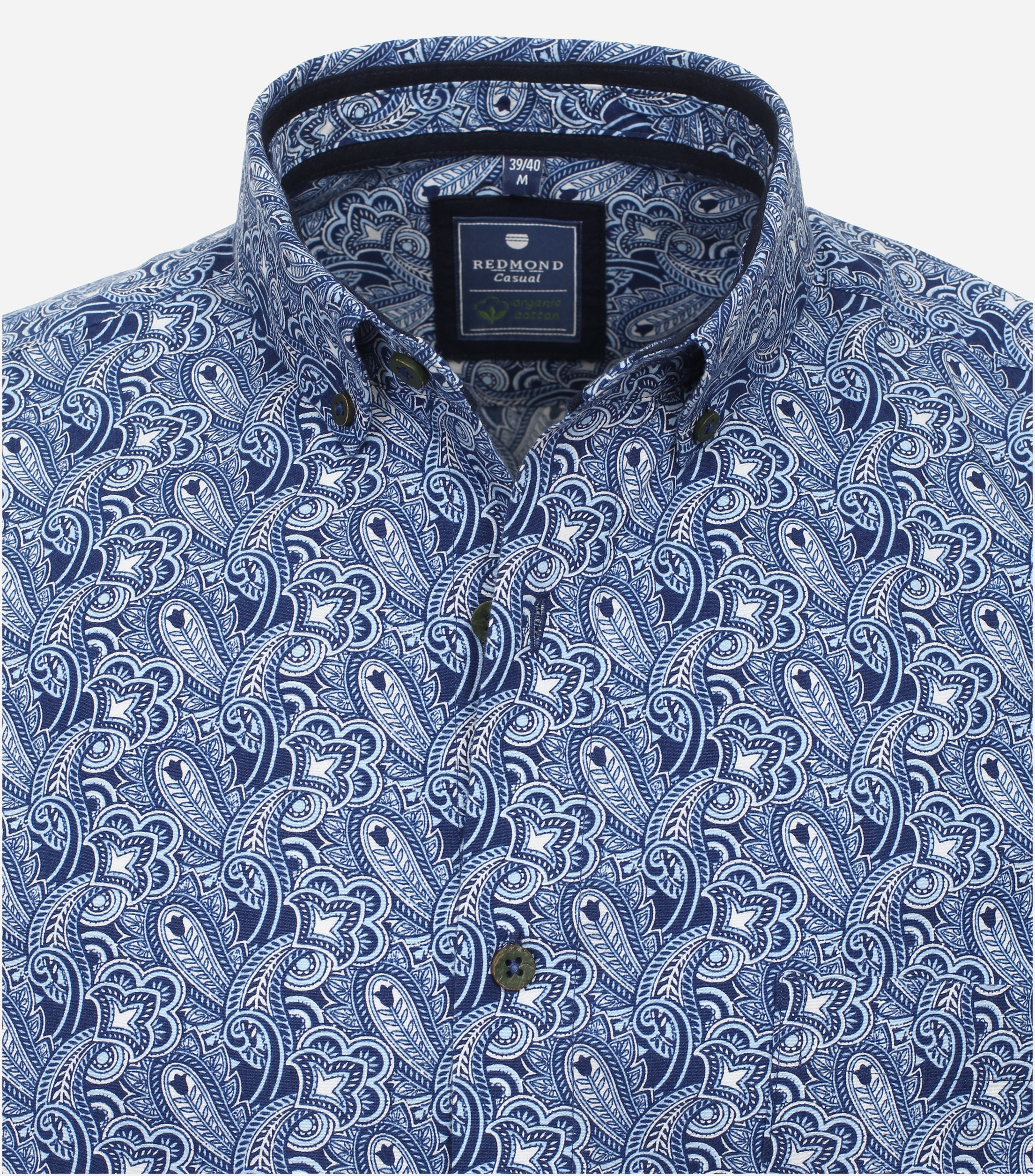 Redmond comfort fit overhemd, popeline, blauw dessin