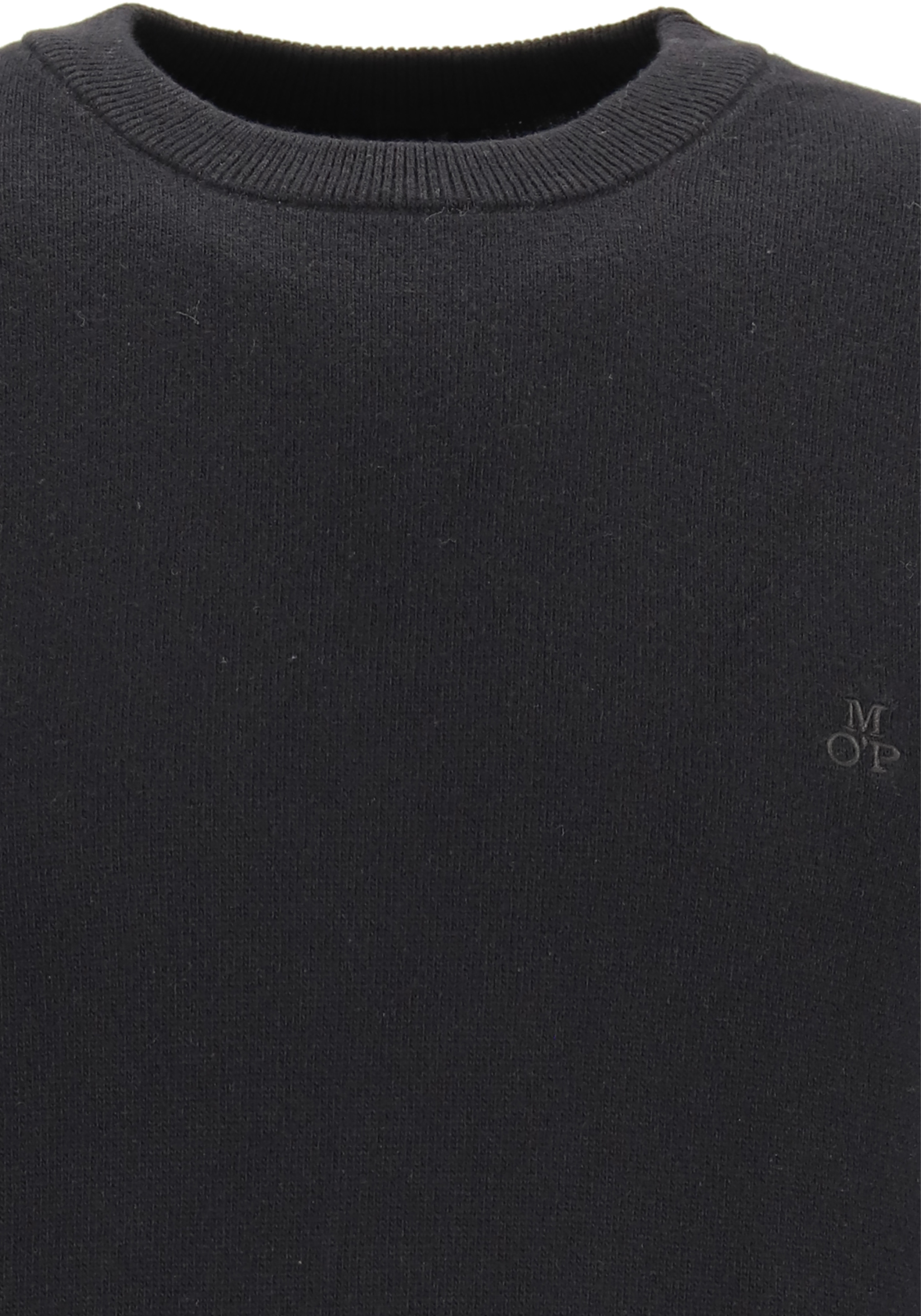 Marc O'Polo regular fit pullover, heren trui wol- met katoenmengsel met O-hals, zwart (middeldik)