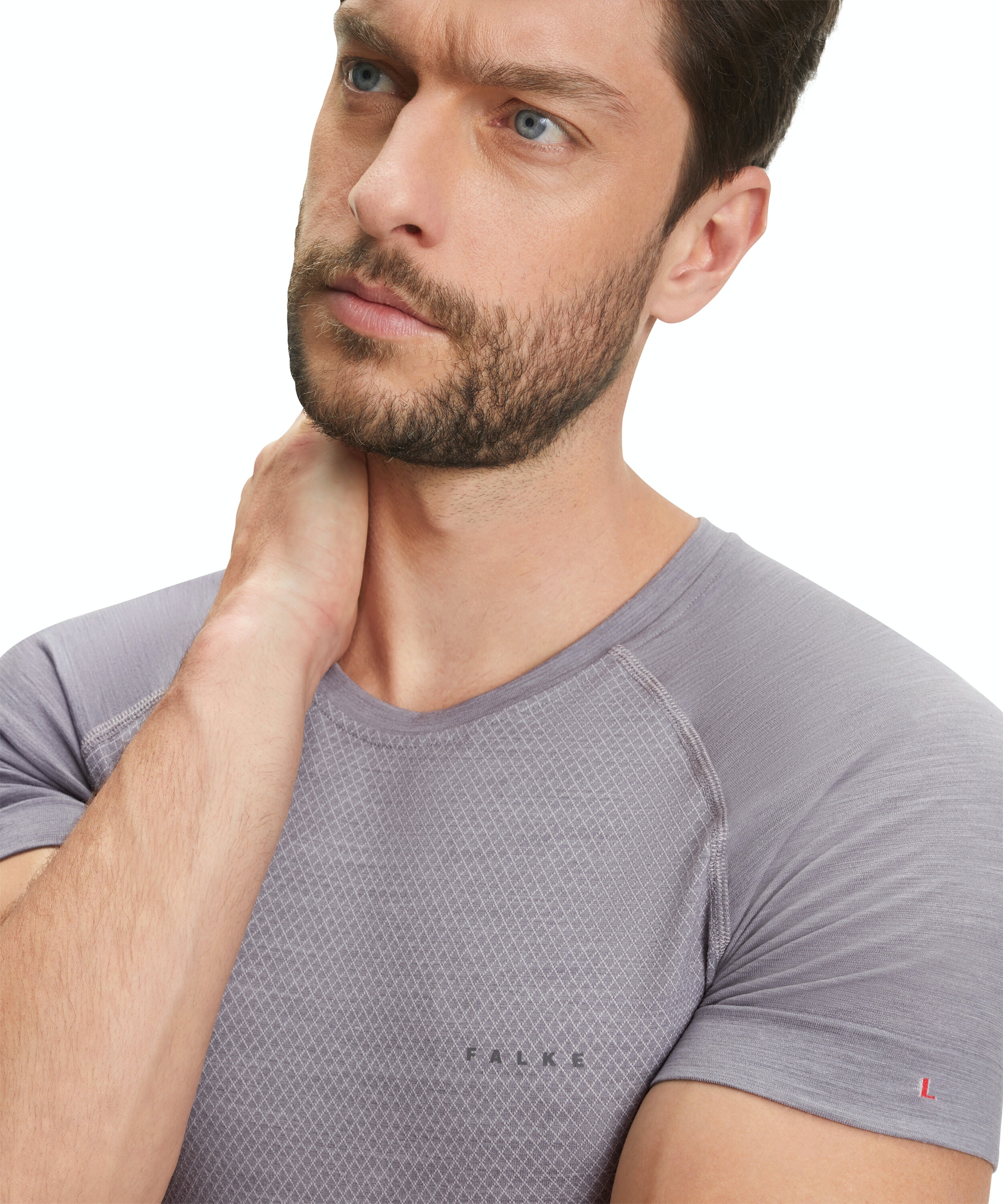 FALKE heren T-shirt Wool-Tech Light, thermoshirt, grijs (grey-heather)
