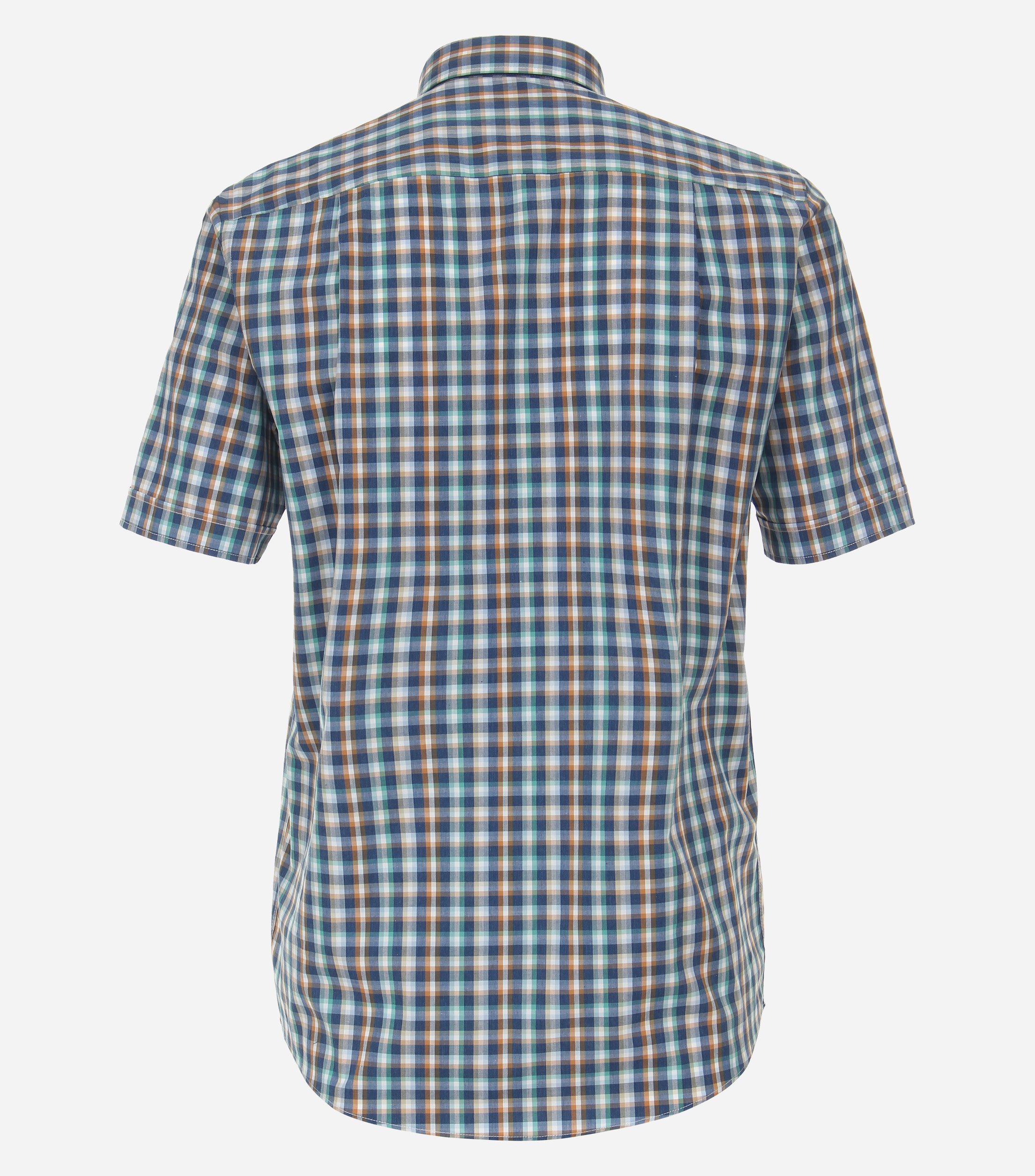 Redmond comfort fit overhemd, korte mouw, popeline, groen geruit