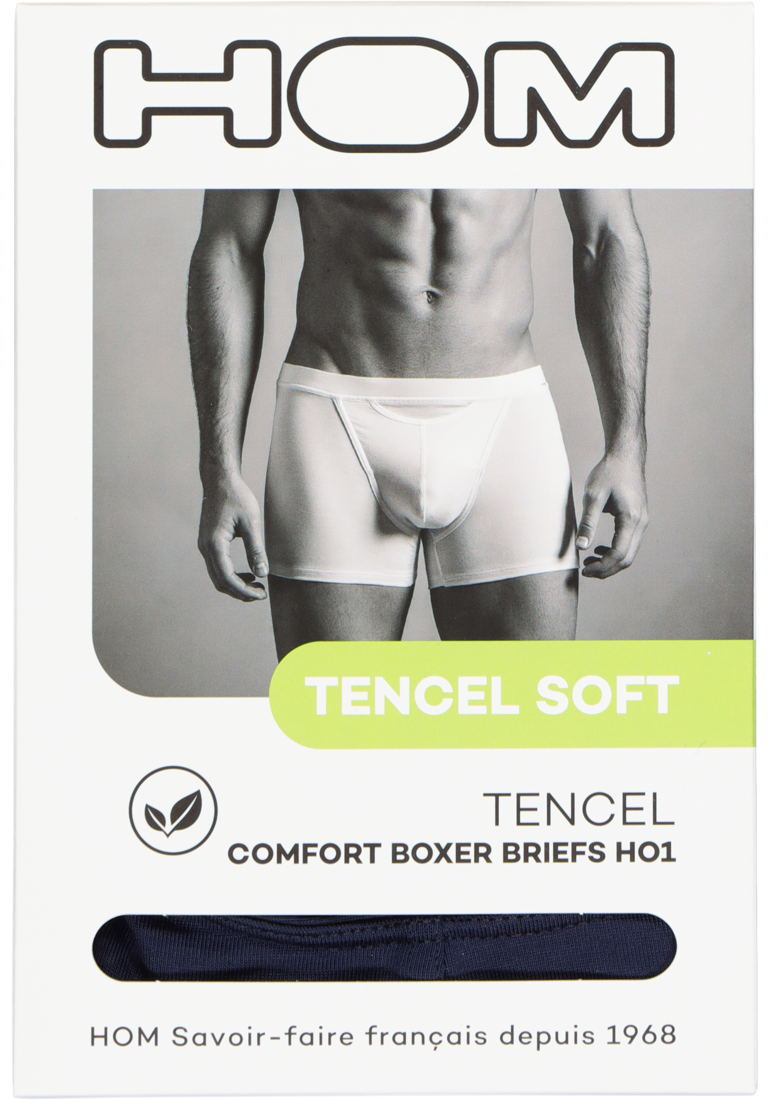 HOM Tencel soft comfort boxer briefs HO1 (1-pack), heren boxer kort met horizontale gulp, donkerblauw