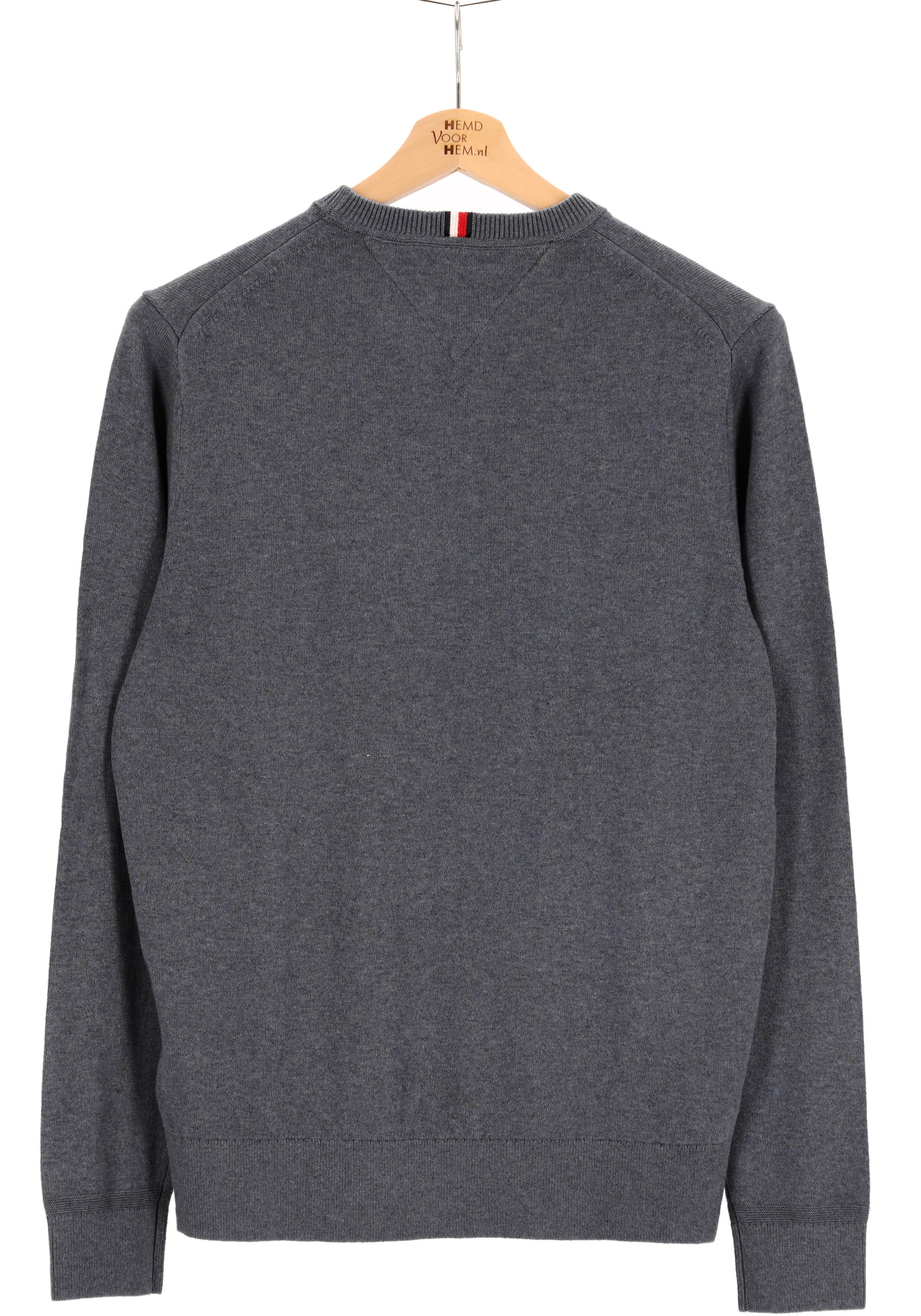 Tommy Hilfiger O-hals trui katoen met kasjmier, Pima Organic Cotton Cashmere, donkergrijs melange (Dark Grey Heather)