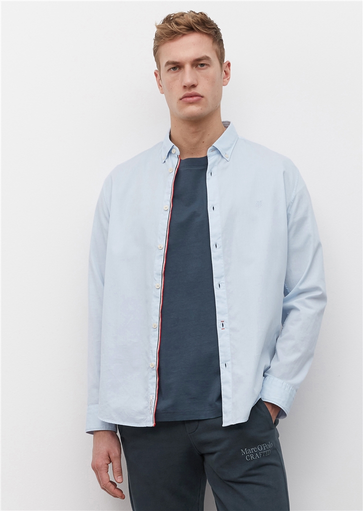 Marc O'Polo relaxed fit heren overhemd, structuur, lichtblauw