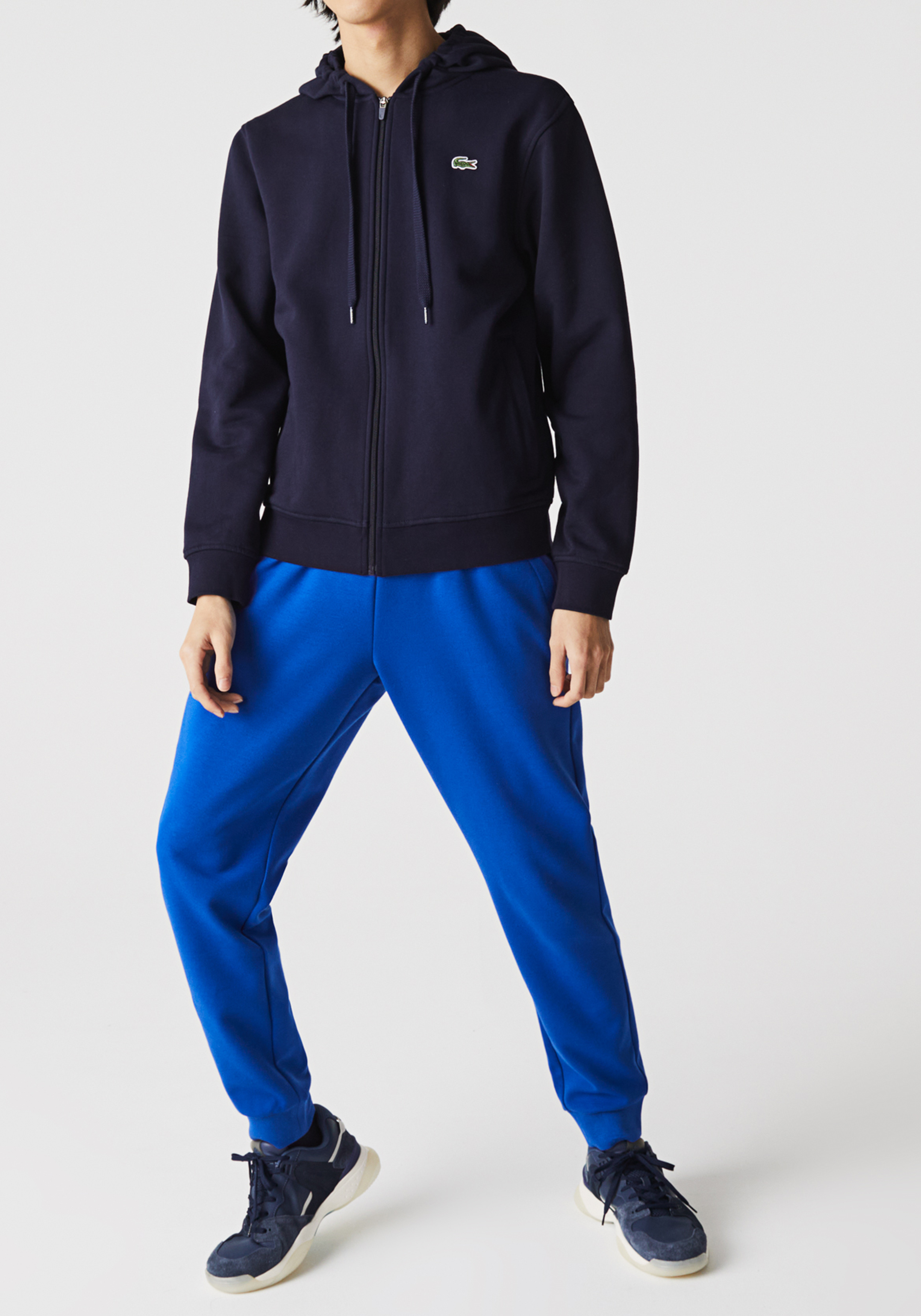 Lacoste heren hoodie sweatsvest, met rits, donkerblauw