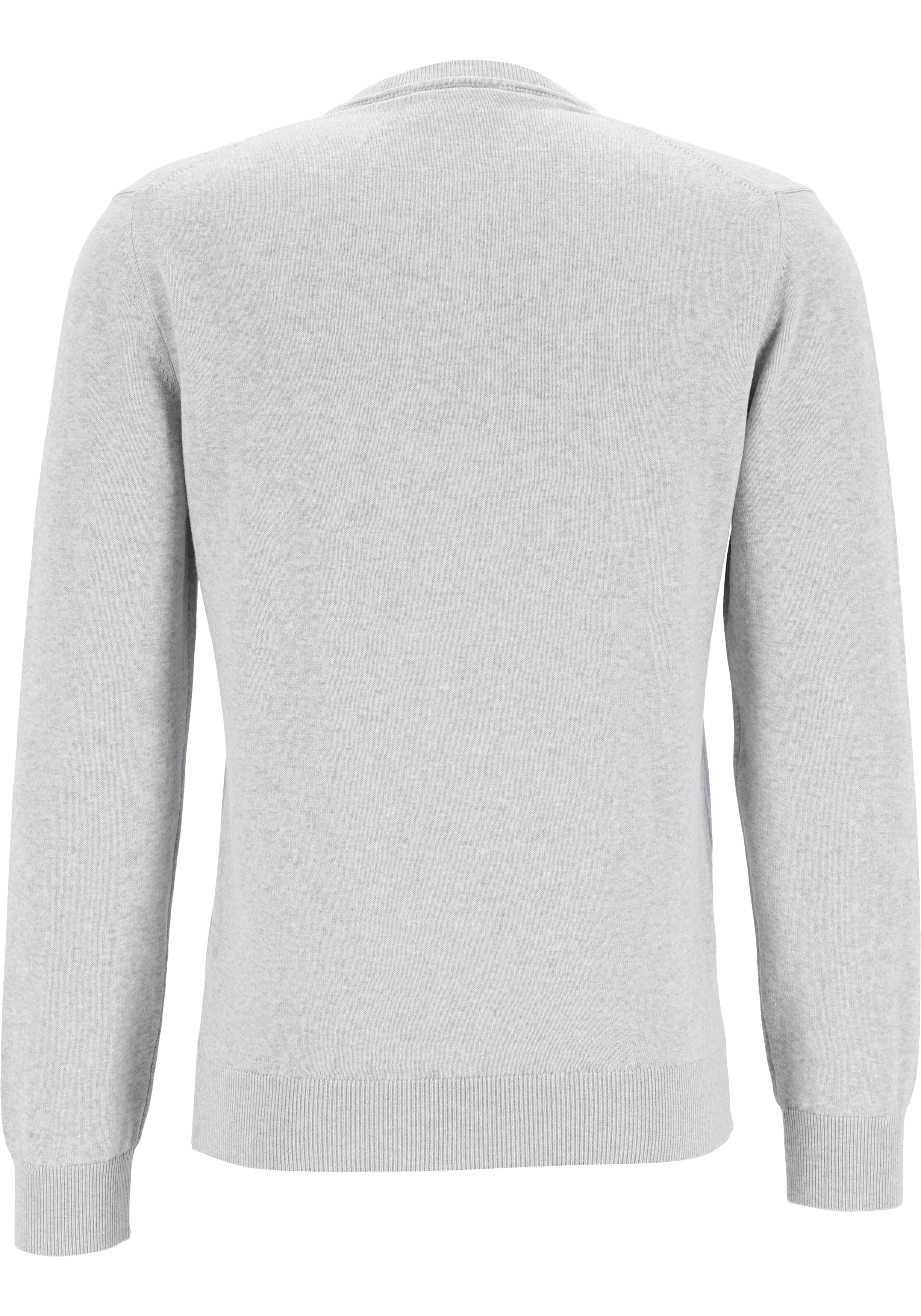 Lacoste trui katoen V-hals, gebreide heren trui, lichtgrijs melange