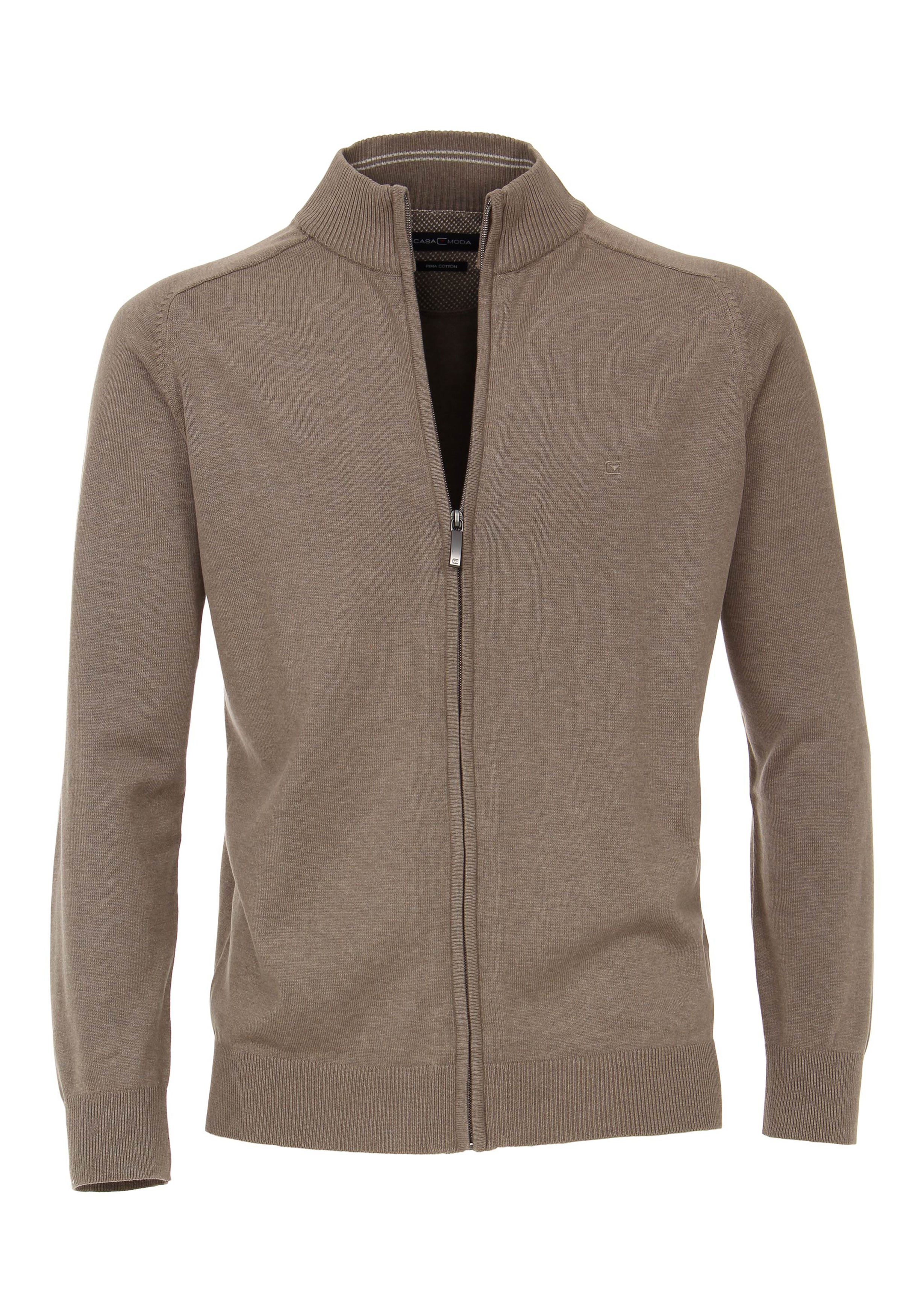 CASA MODA heren vest katoen, met rits, kaki