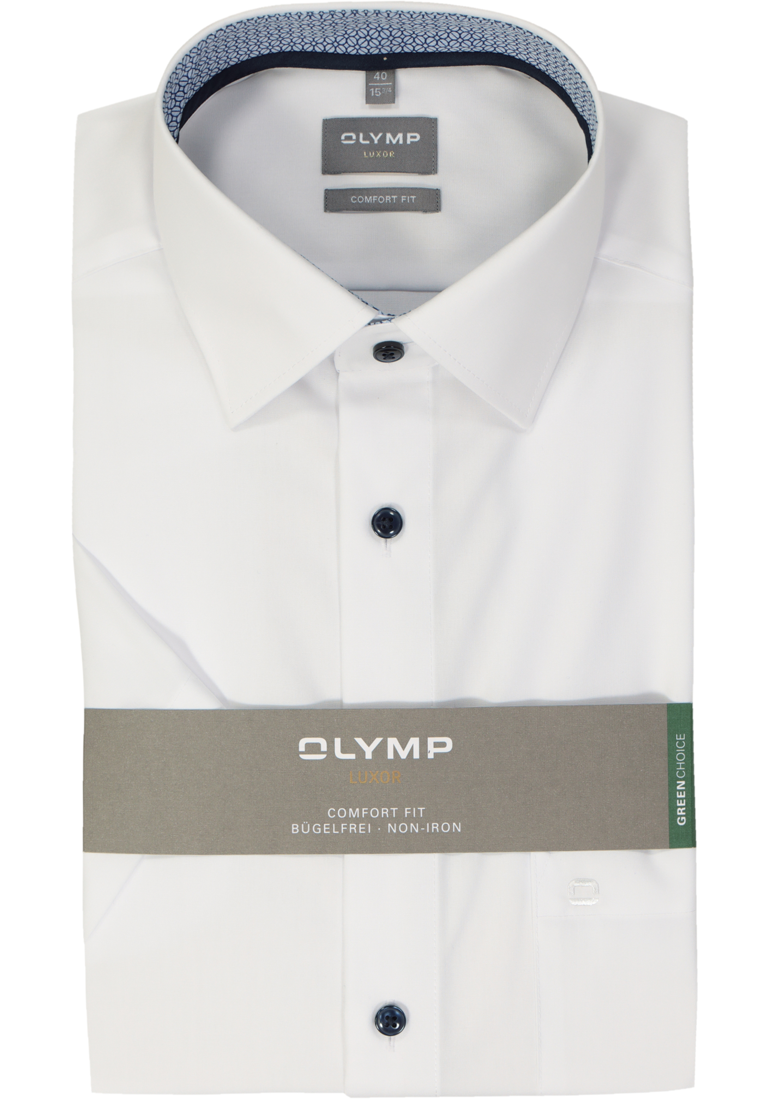 OLYMP Luxor comfort fit overhemd, korte mouw, popeline, wit