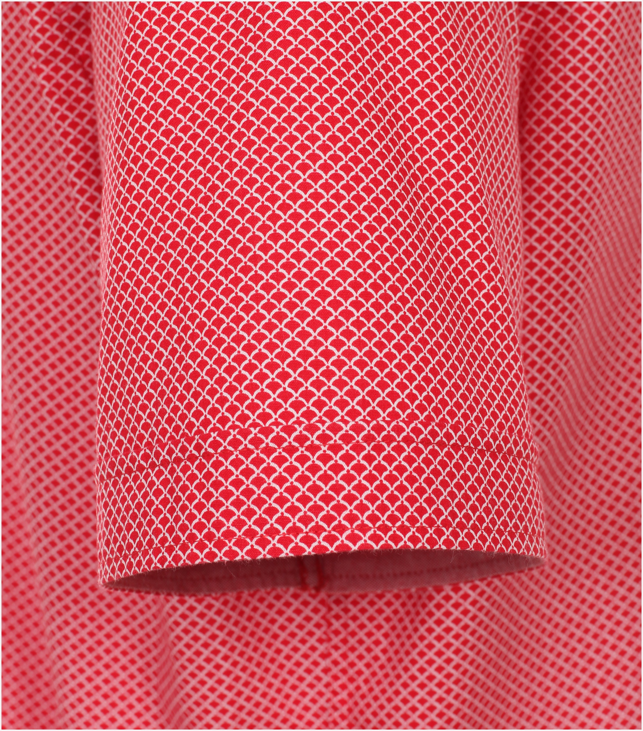 Redmond modern fit overhemd, korte mouw, popeline, rood met wit dessin