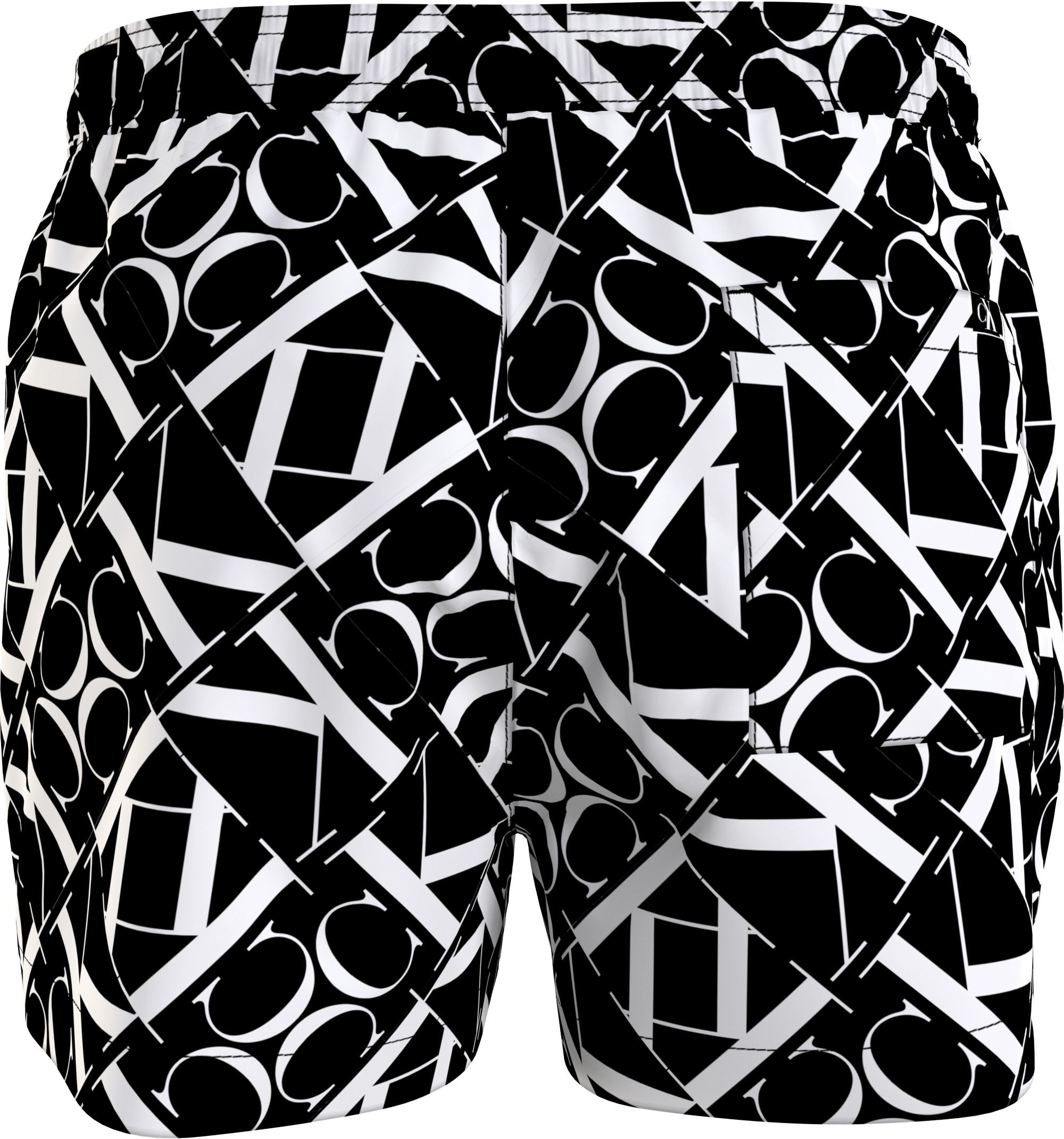 Calvin Klein Short Drawstring swimshort, heren zwembroek, zwart-wit logo dessin