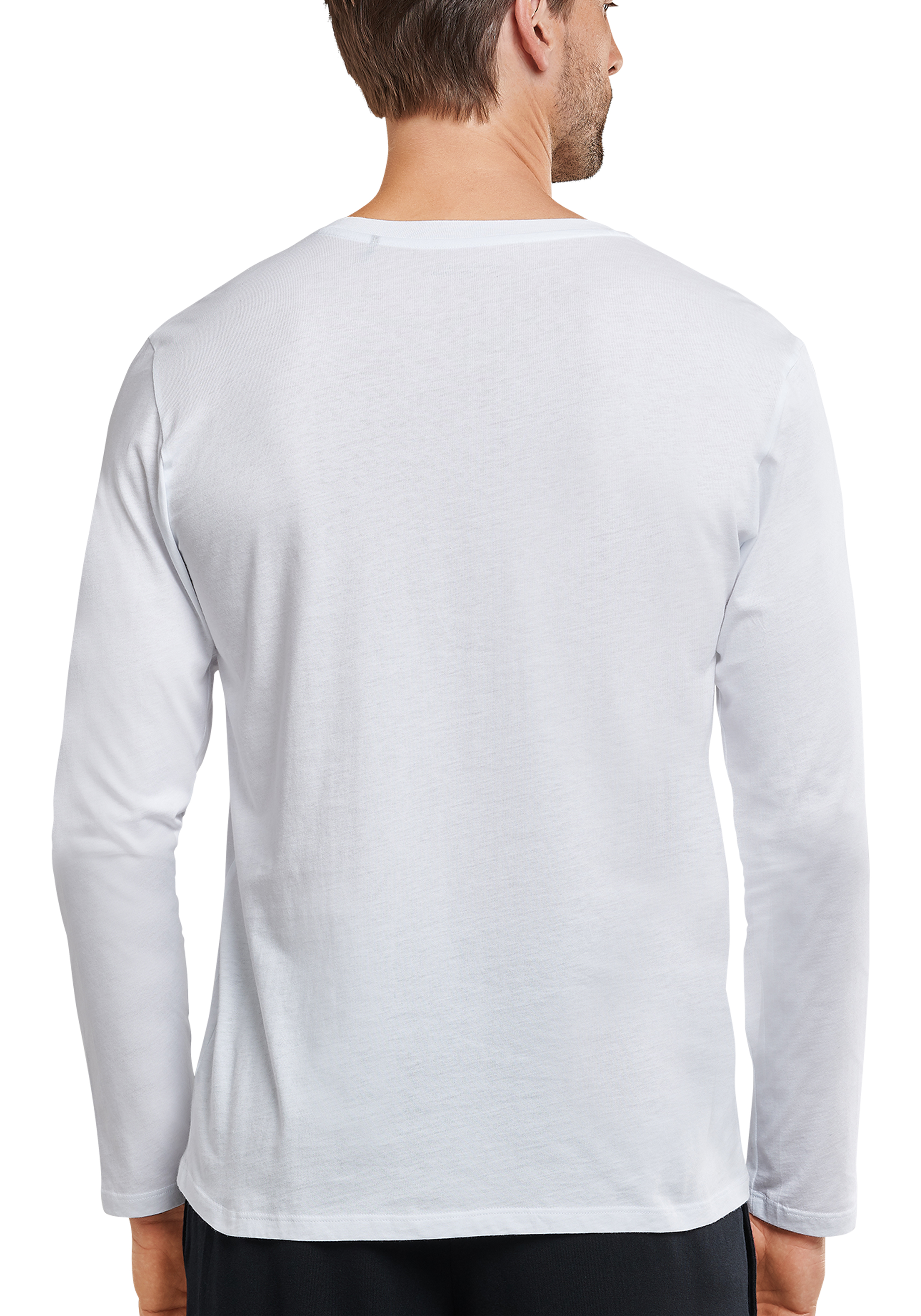 SCHIESSER Mix+Relax T-shirt, lange mouw O-hals met knoopjes, wit