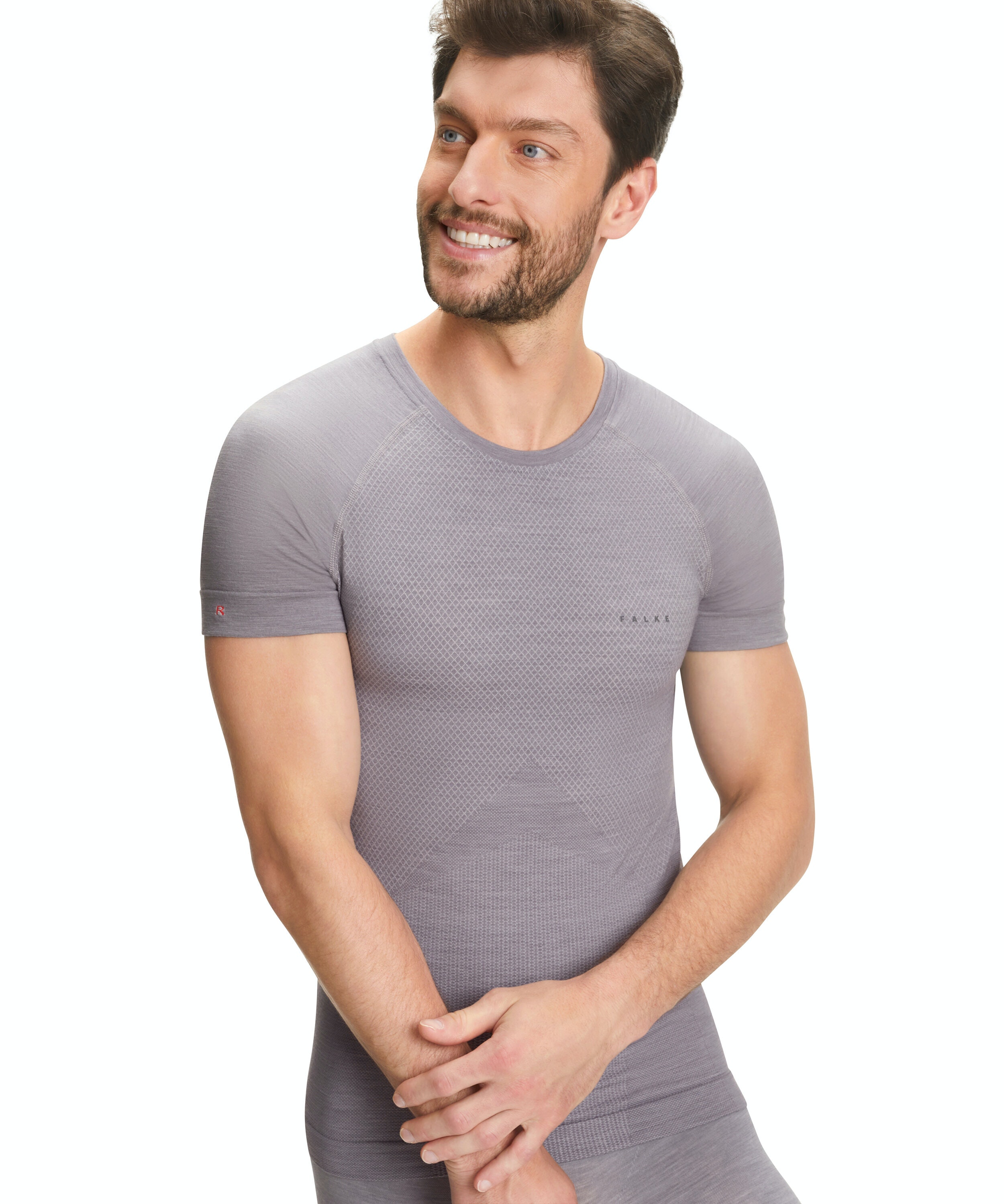 FALKE heren T-shirt Wool-Tech Light, thermoshirt, grijs (grey-heather)