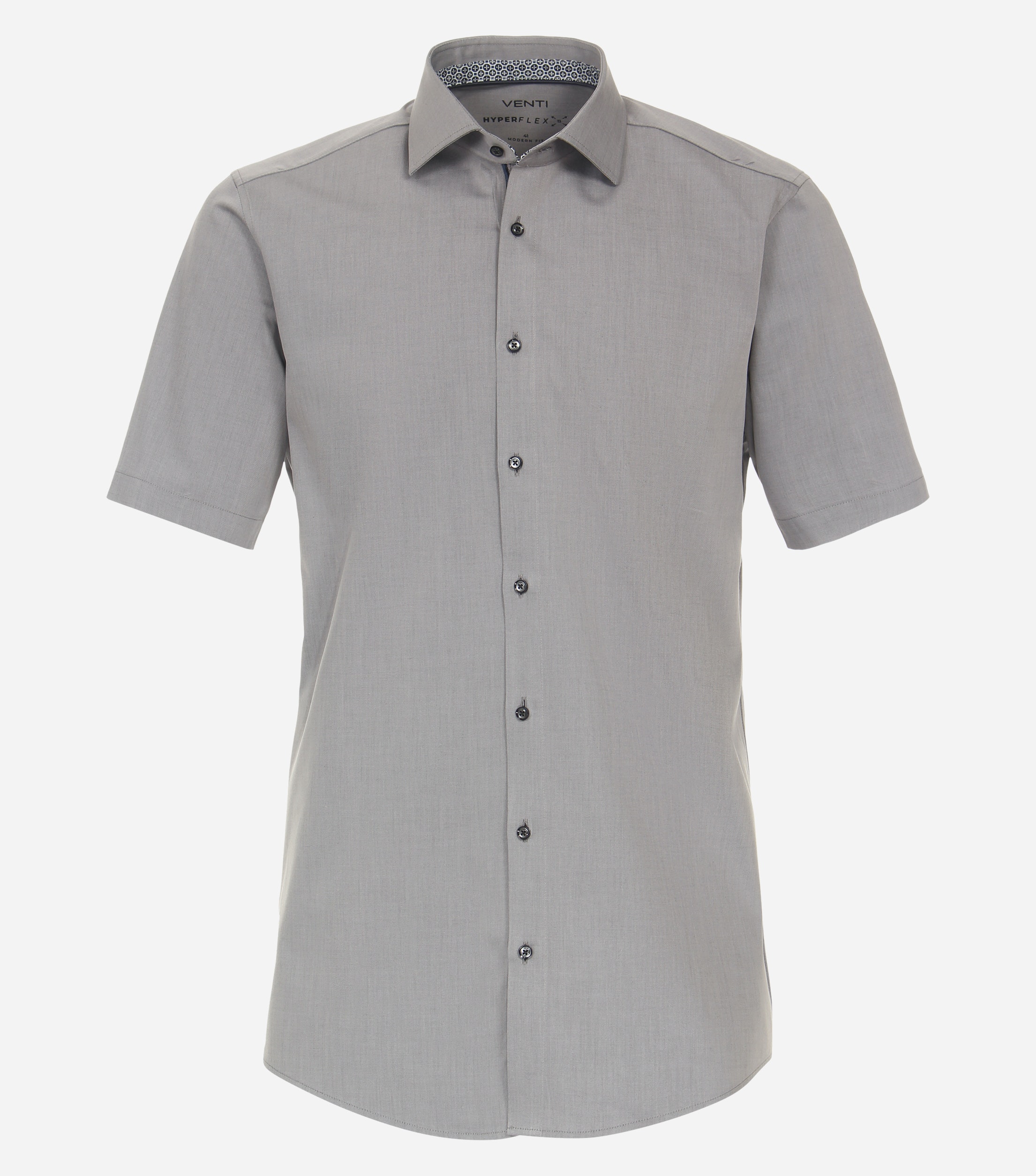 VENTI modern fit overhemd, korte mouw, twill, grijs