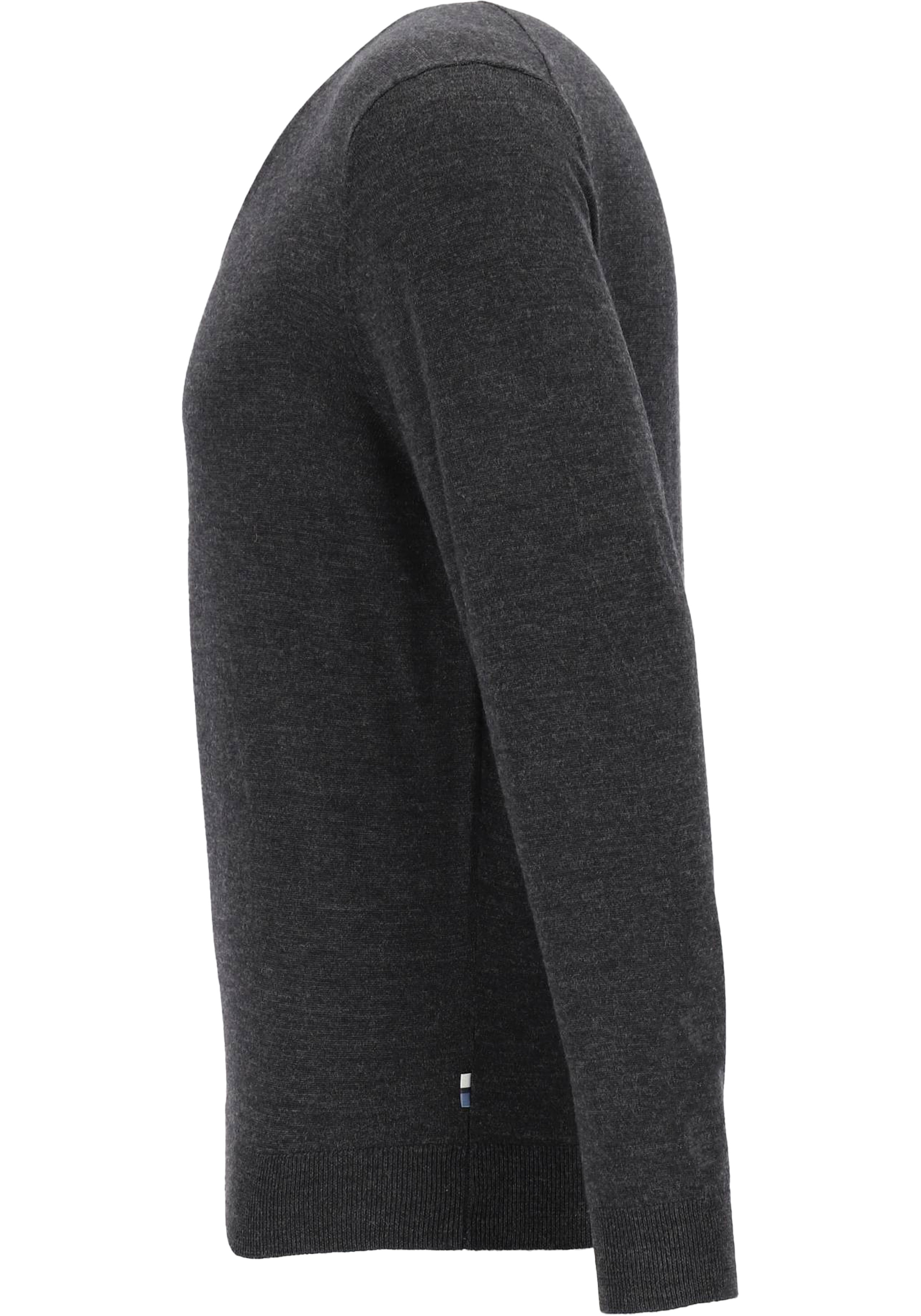 OLYMP modern fit trui wol, V-hals, antraciet grijs