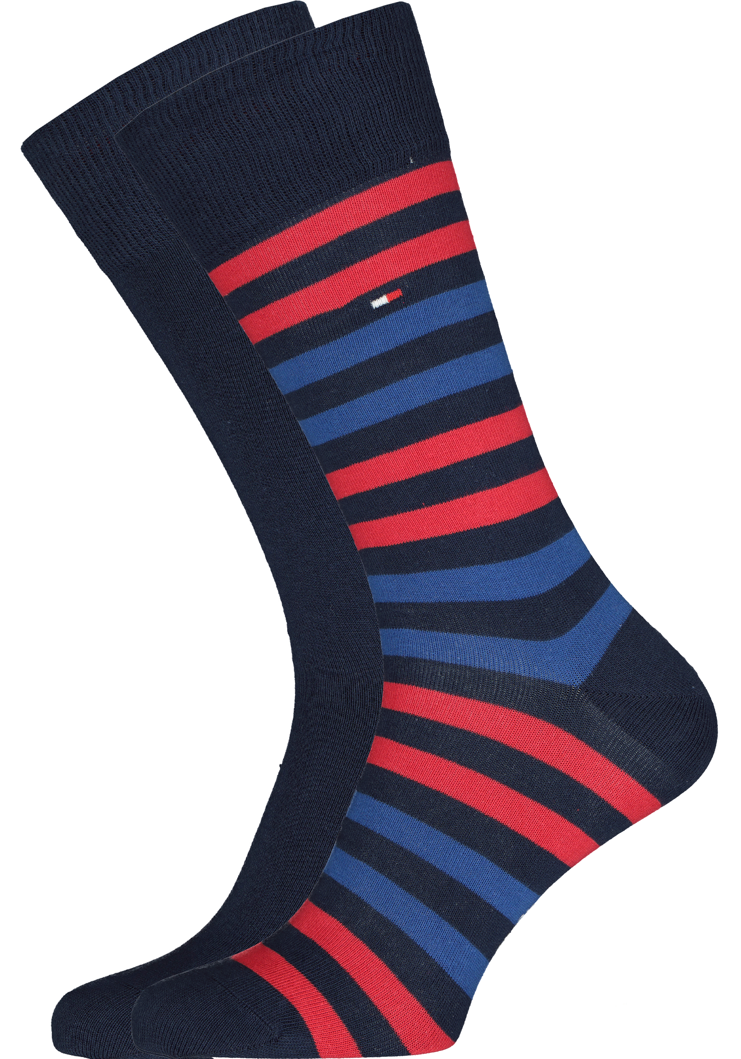 Cadeaubox Tommy With red you never feel blue Box; 8 paar Tommy Hilfiger sokken blauw en rood