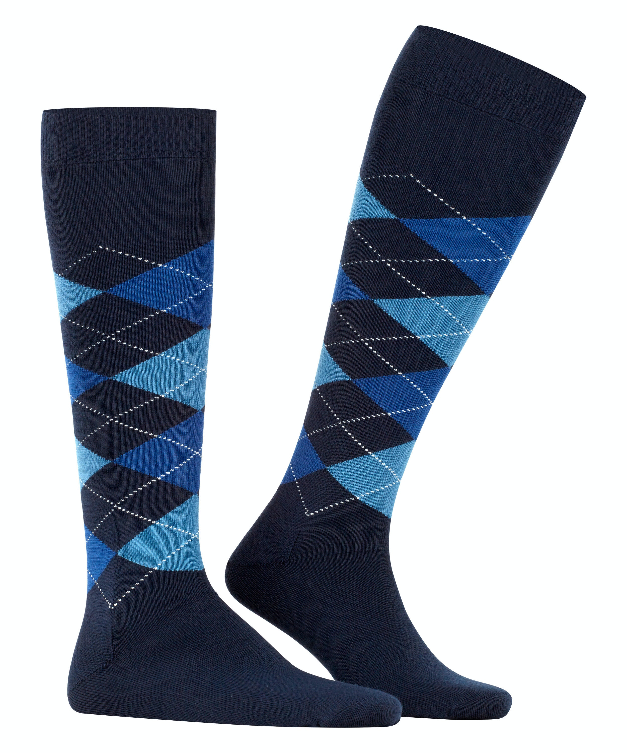 Burlington Edinburgh heren kniekousen, blauw (space blue)