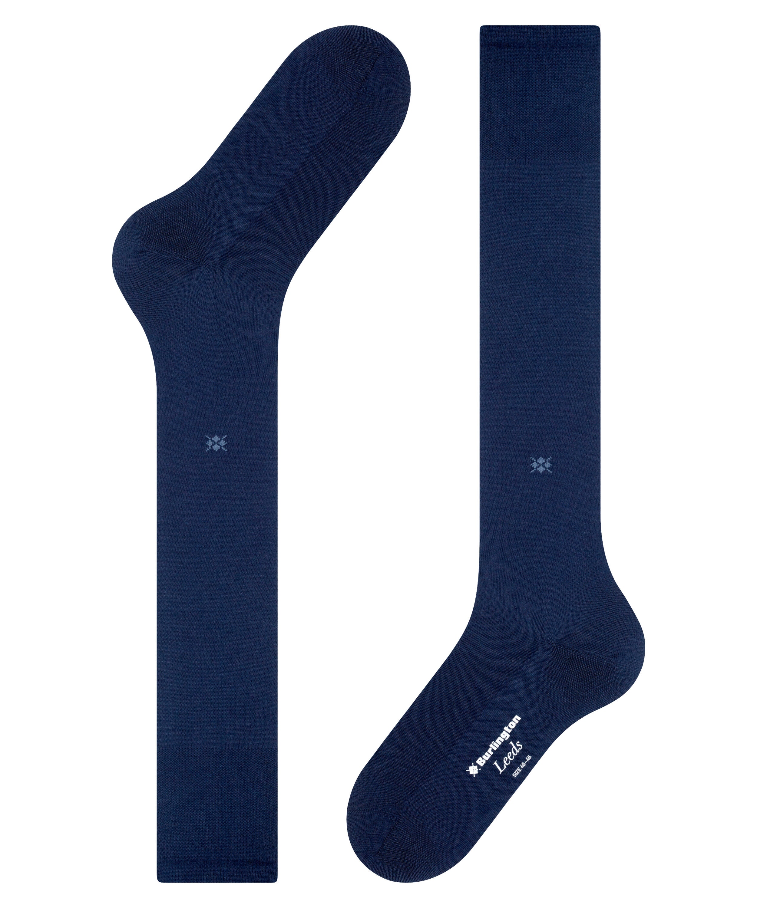 Burlington Leeds heren kniekousen, blauw (marine)