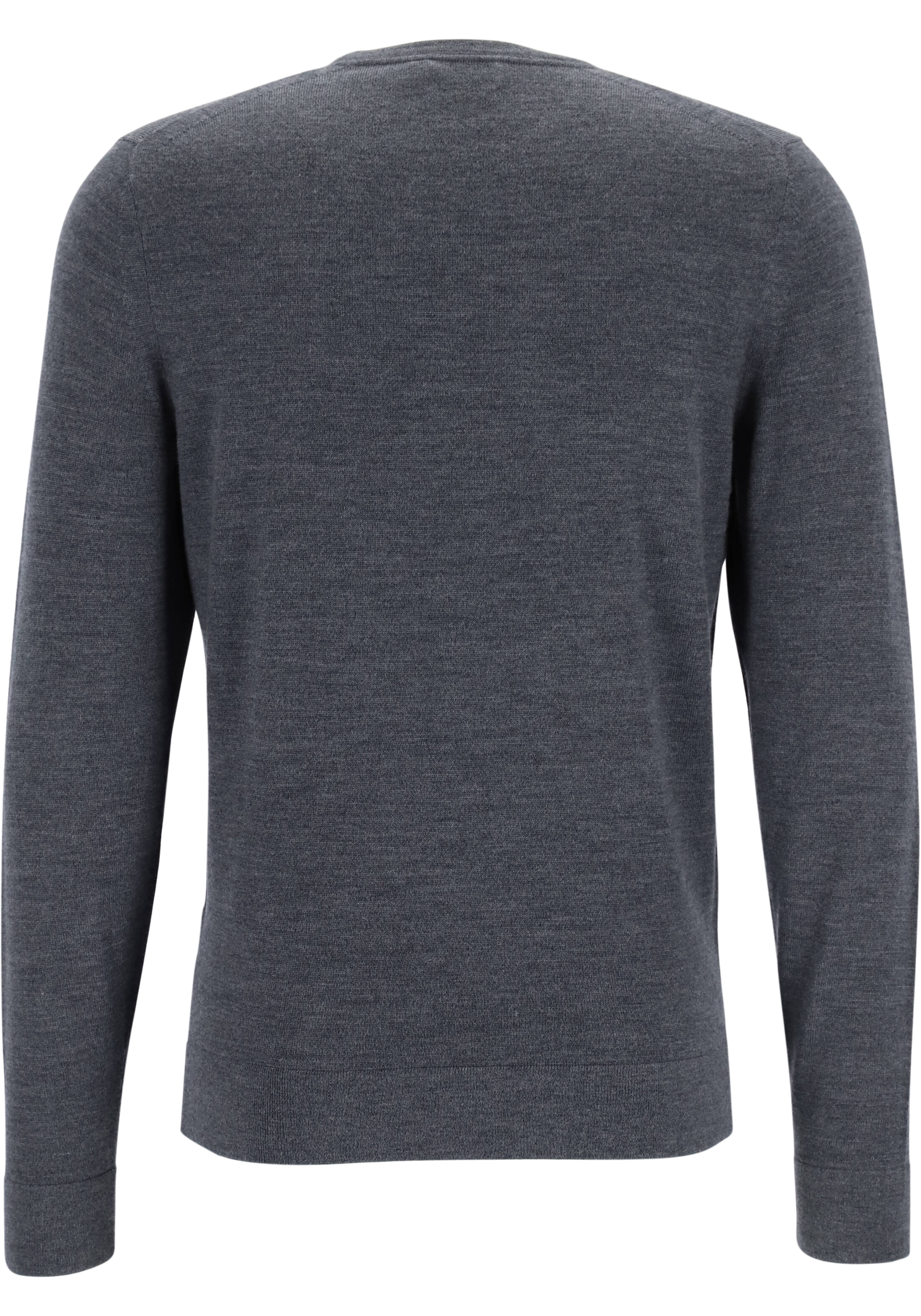 Calvin Klein trui met O-hals wol, antraciet grijs melange