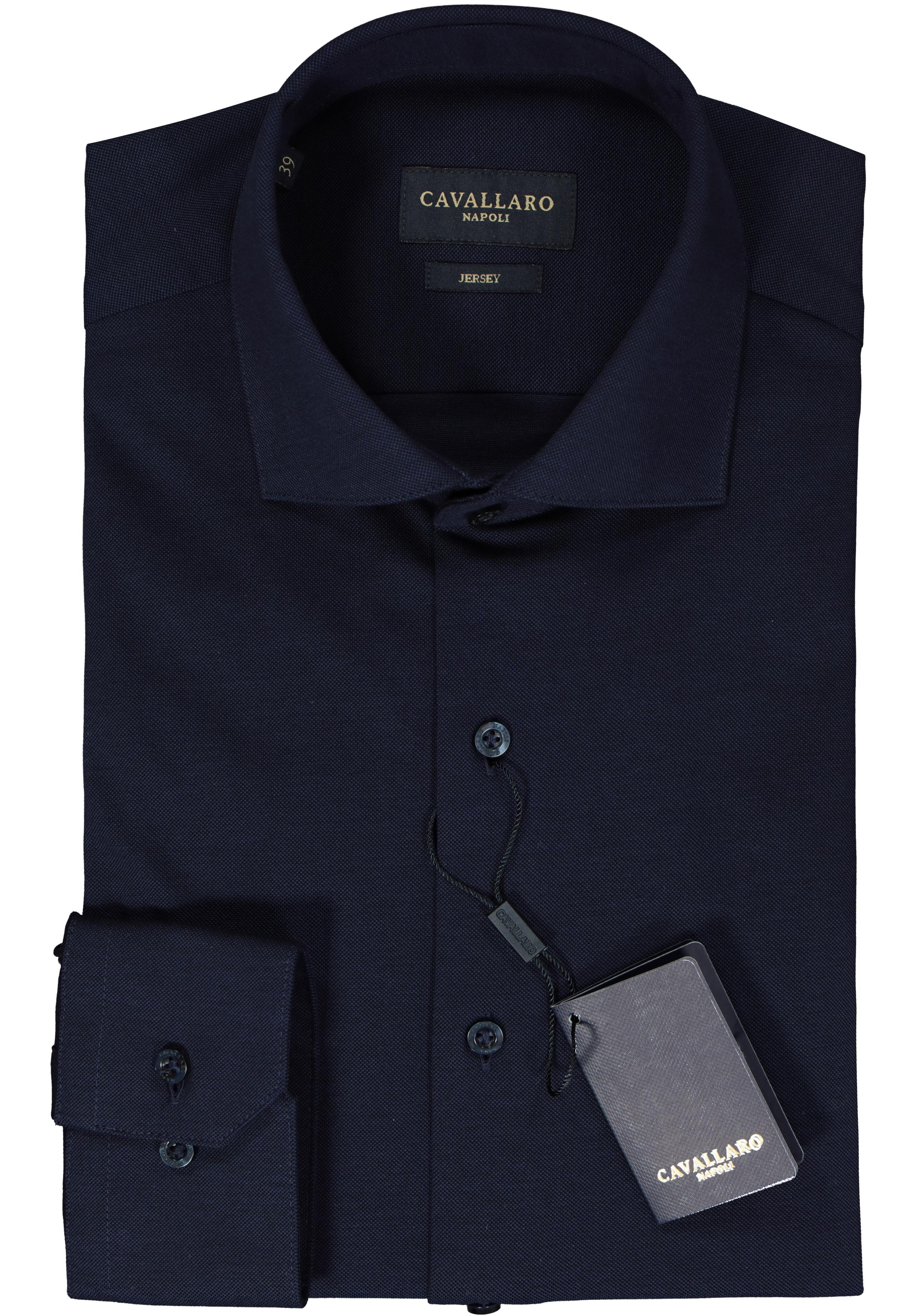 Cavallaro Napoli slim fit overhemd, tricot, donkerblauw