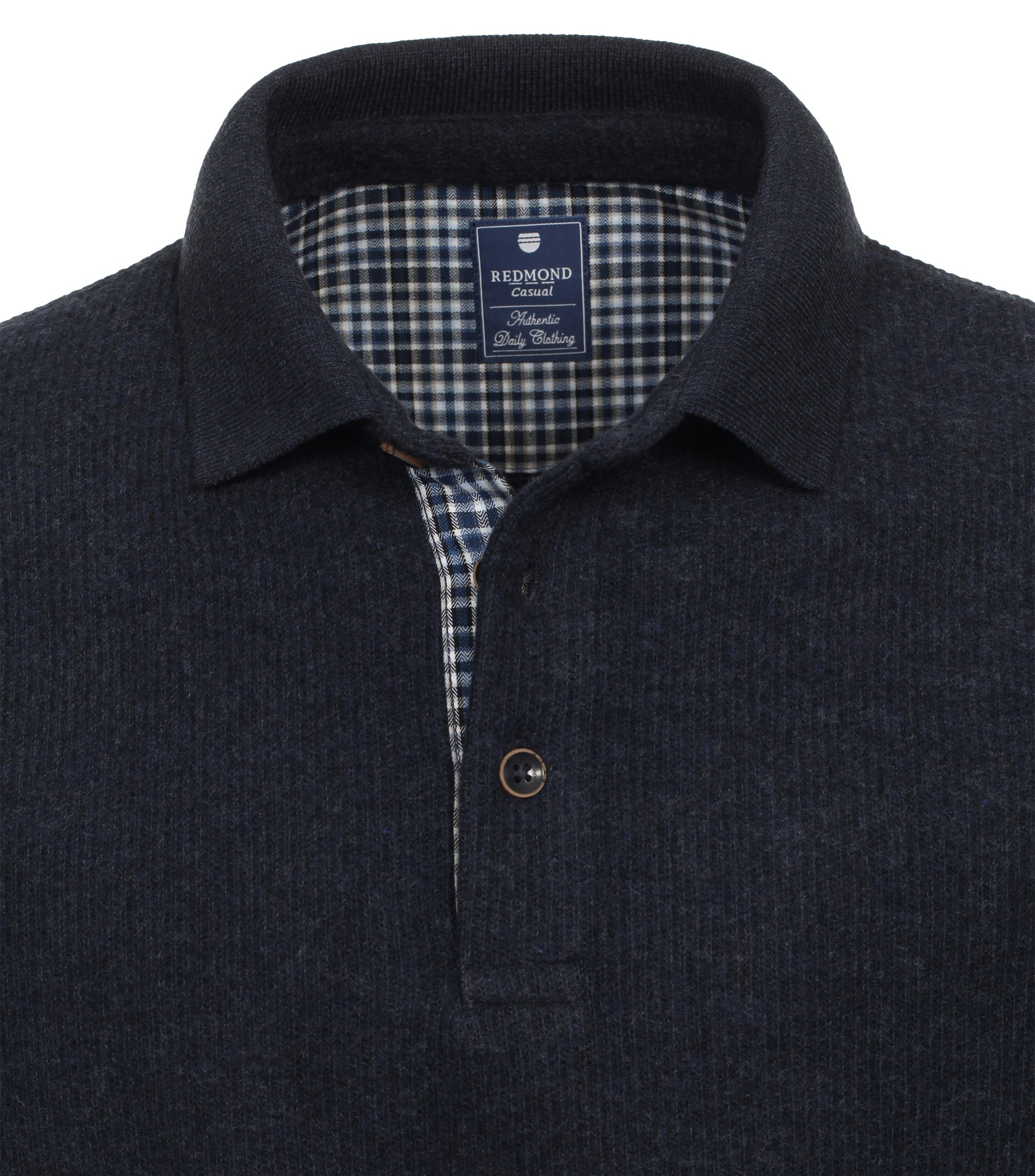 Redmond heren polo gebreid, polo kraag, blauw (middeldik) - 242900700-11