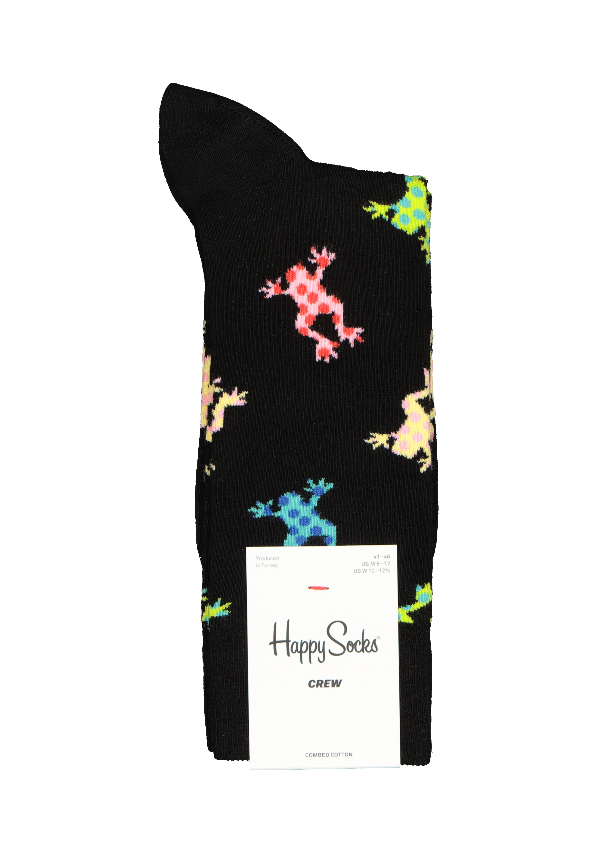 Happy Socks Frog Sock, zwarte sok met gekleurde kikkers