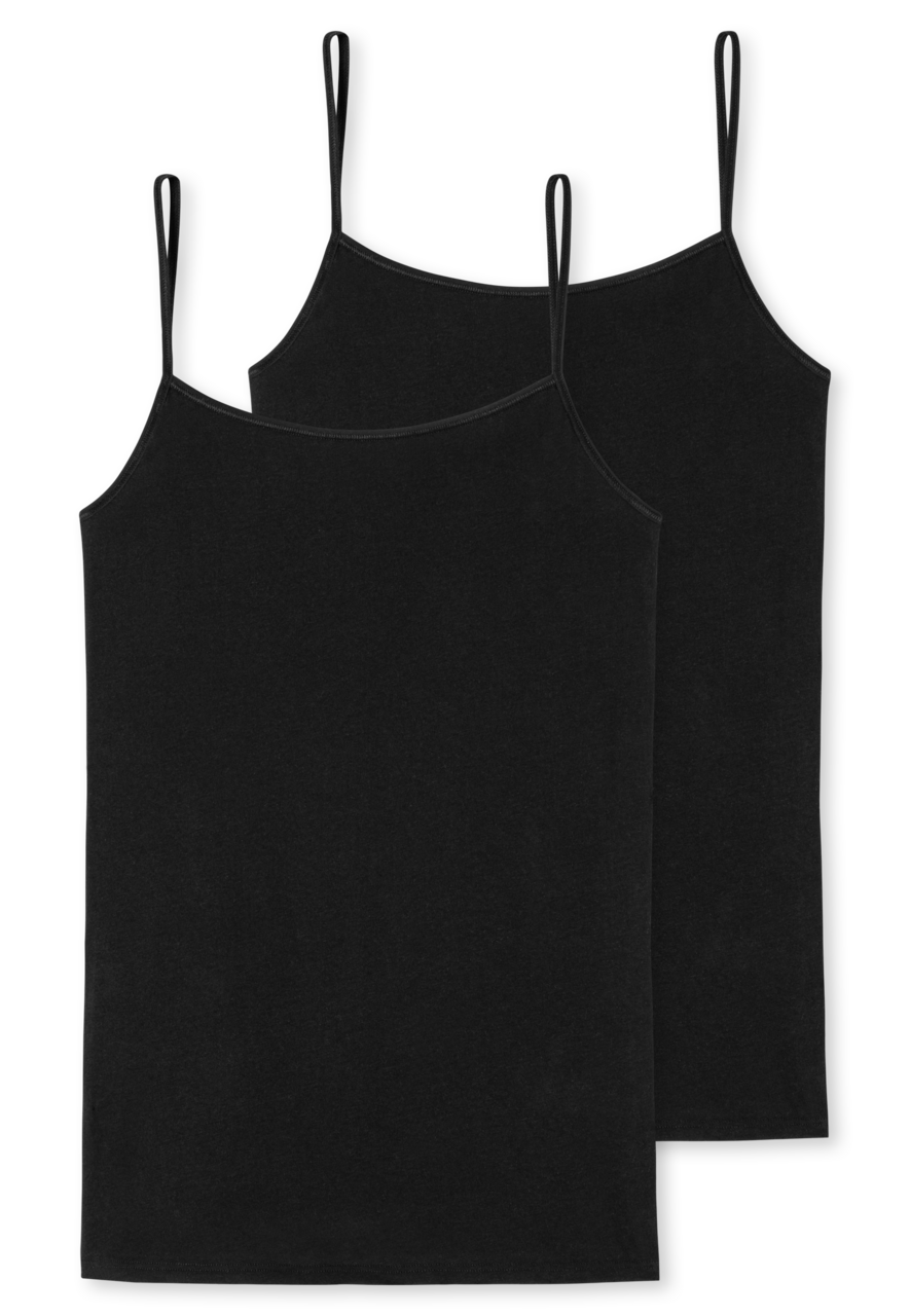 SCHIESSER 95/5 singlet (2-pack), dames spaghettitop biologisch katoen zwart