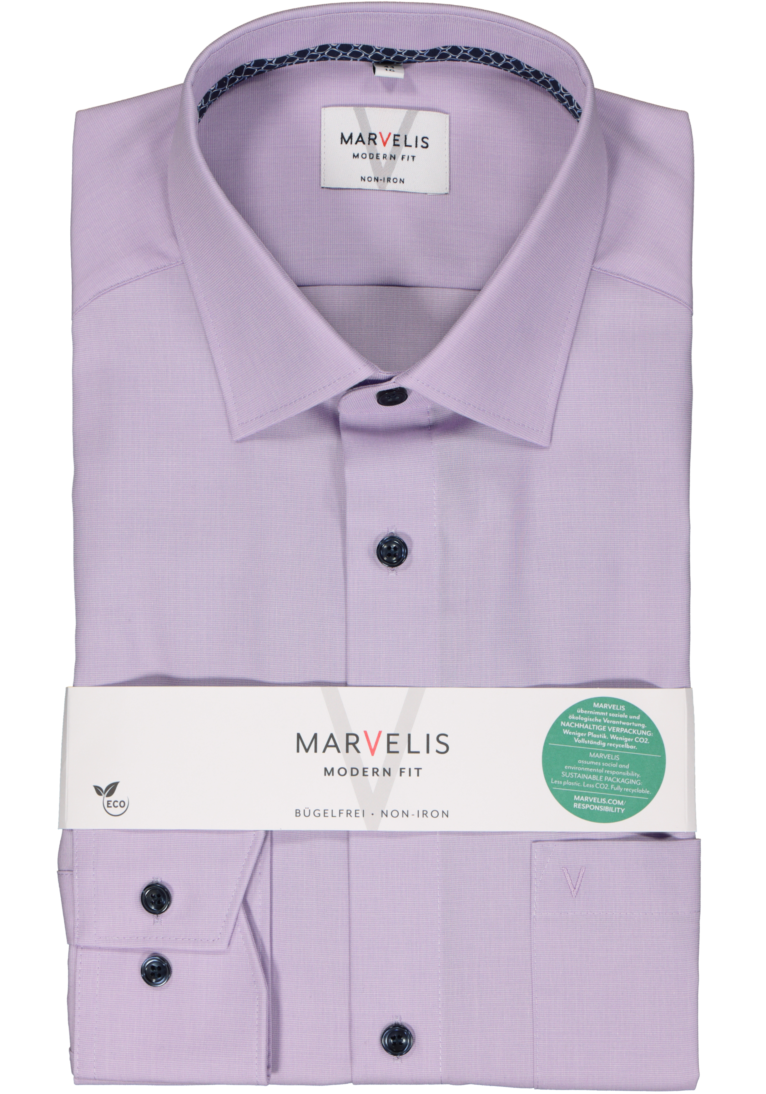 MARVELIS modern fit overhemd, structuur, lila