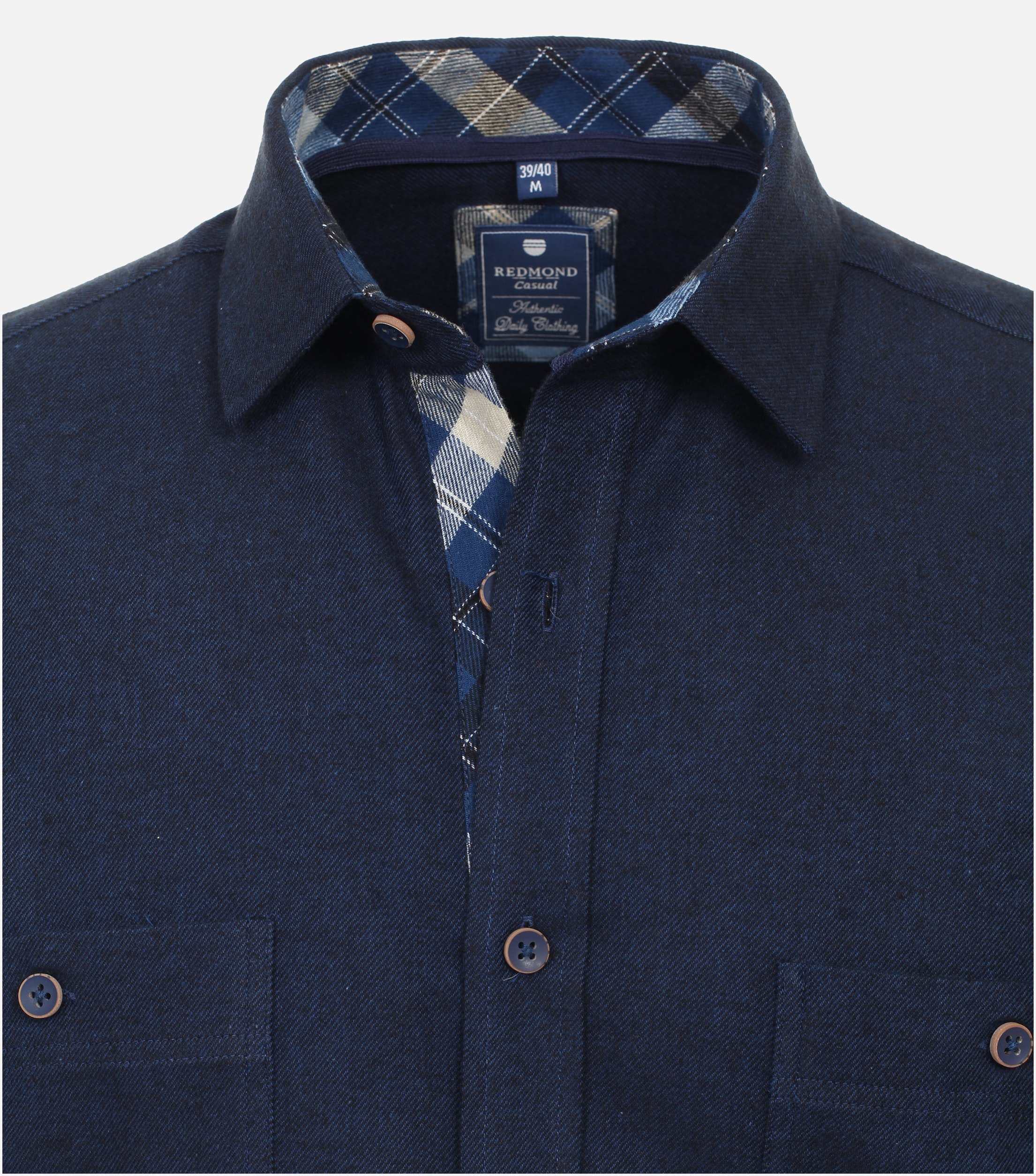 Redmond comfort fit overhemd, popeline, blauw