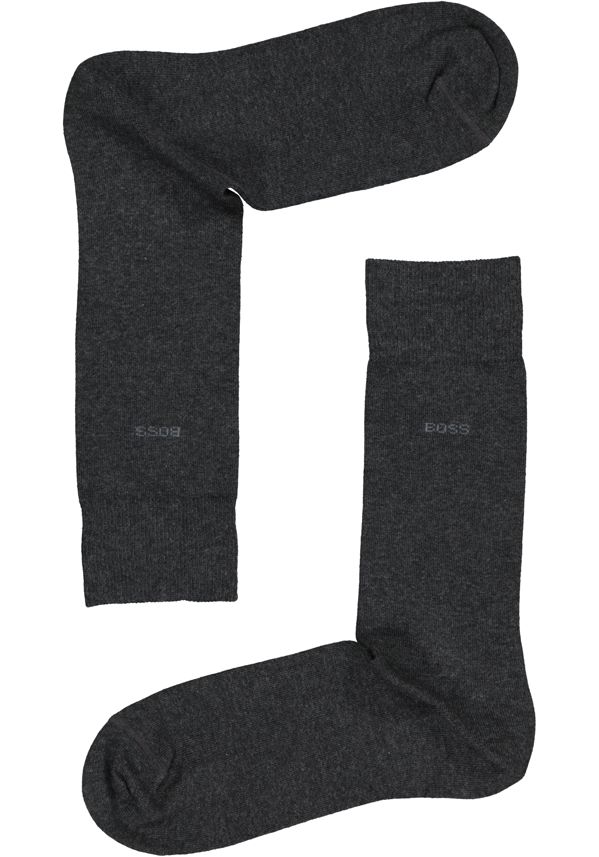BOSS Cotton Uni (2-pack), herensokken katoen, antraciet grijs