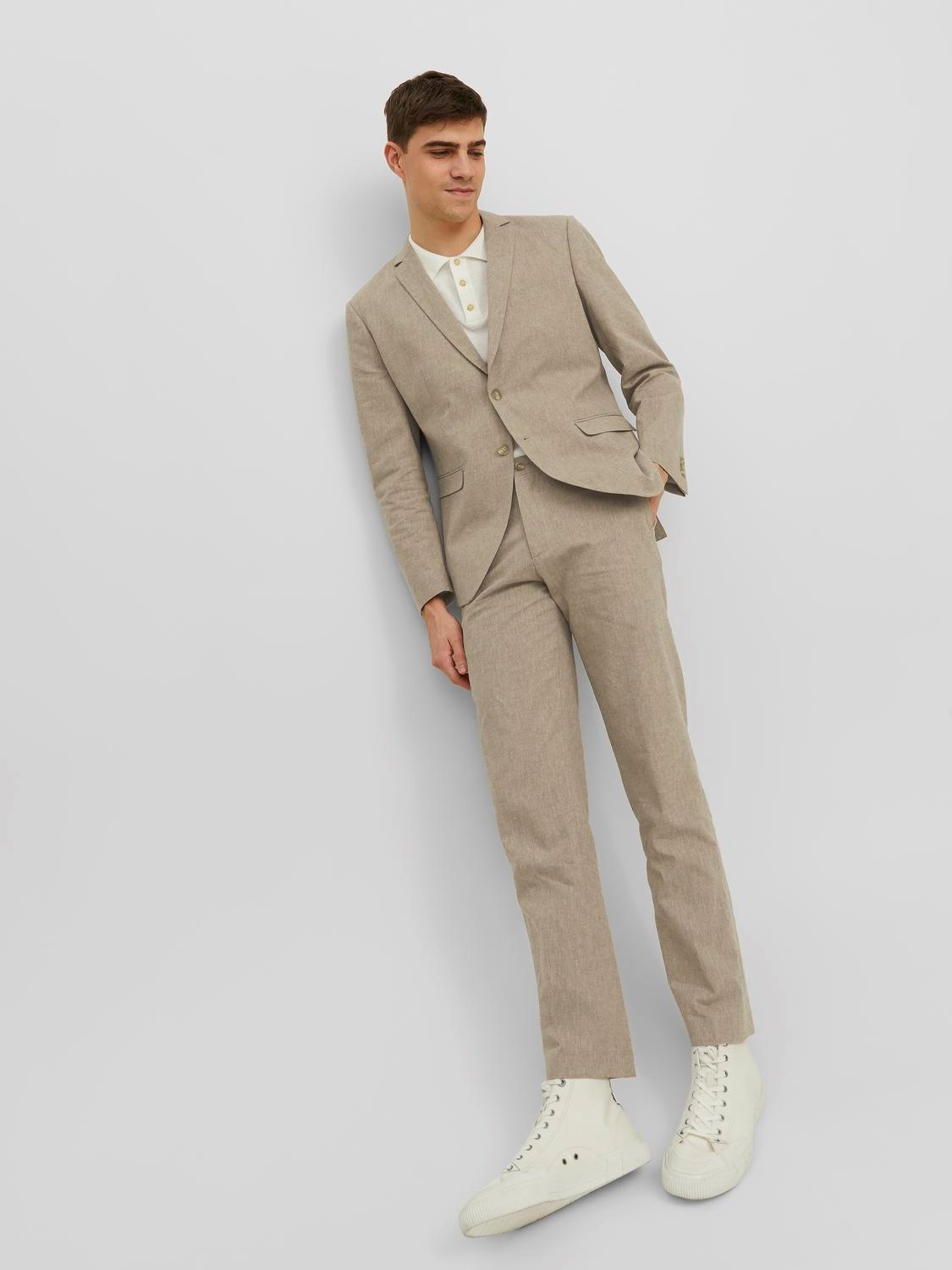 JACK & JONES Riviera Linen Trouser Fit slim fit, heren pantalon, beige