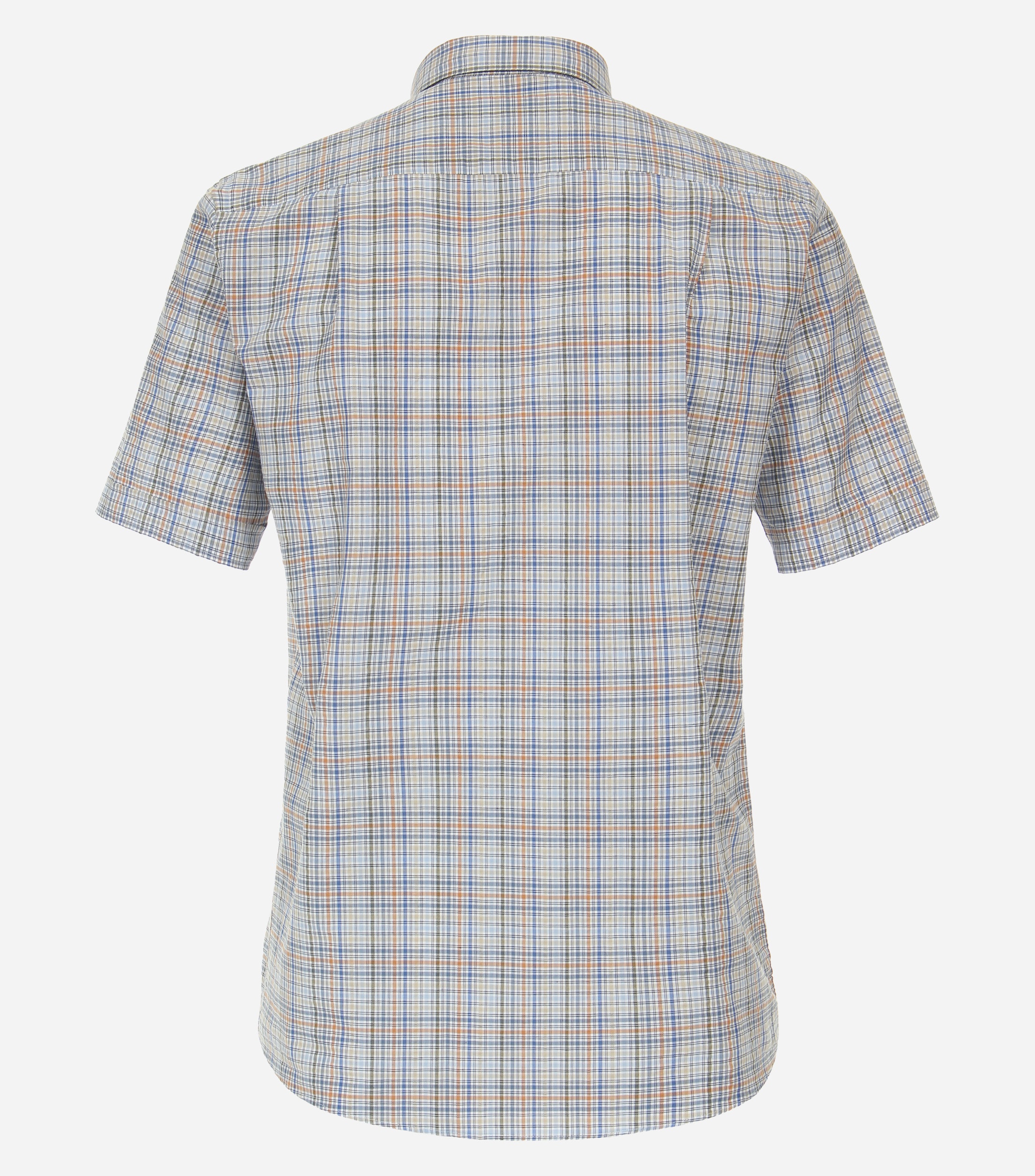 Redmond modern fit overhemd, korte mouw, popeline, beige geruit