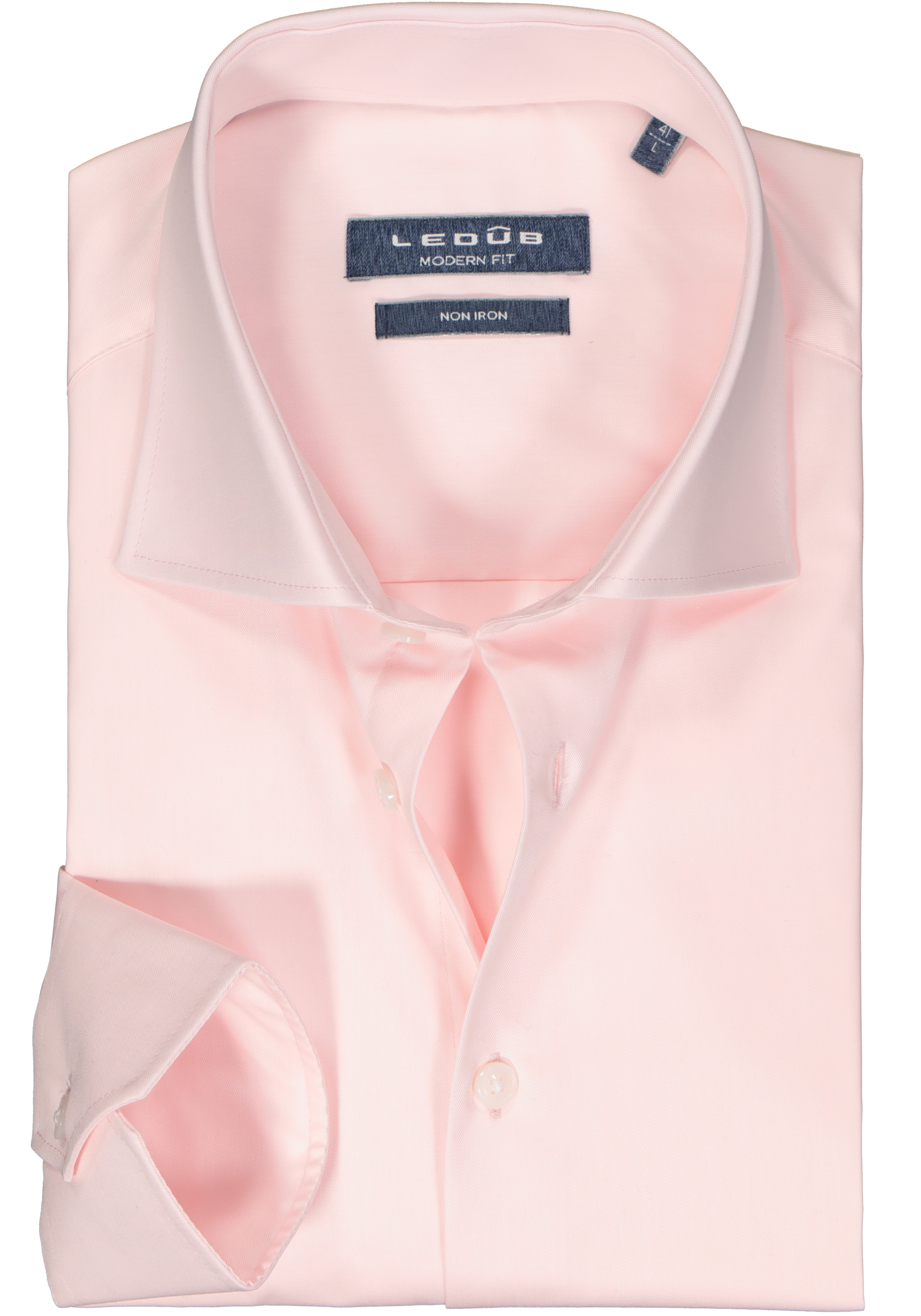 Ledub modern fit overhemd, twill, lichtroze