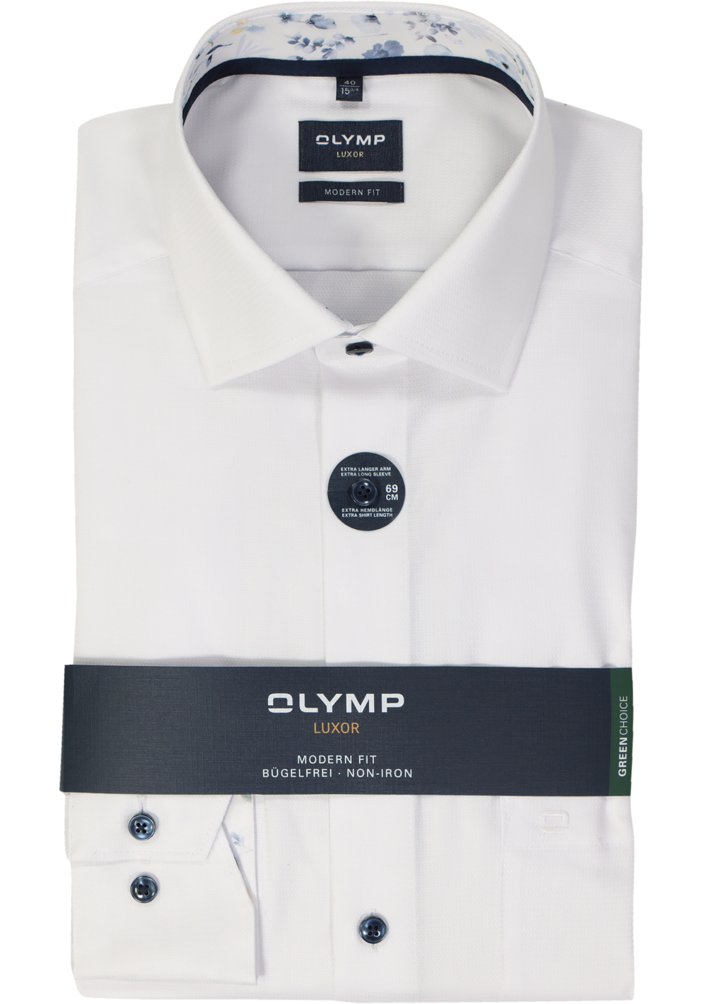 OLYMP modern fit overhemd, mouwlengte 7, structuur, wit