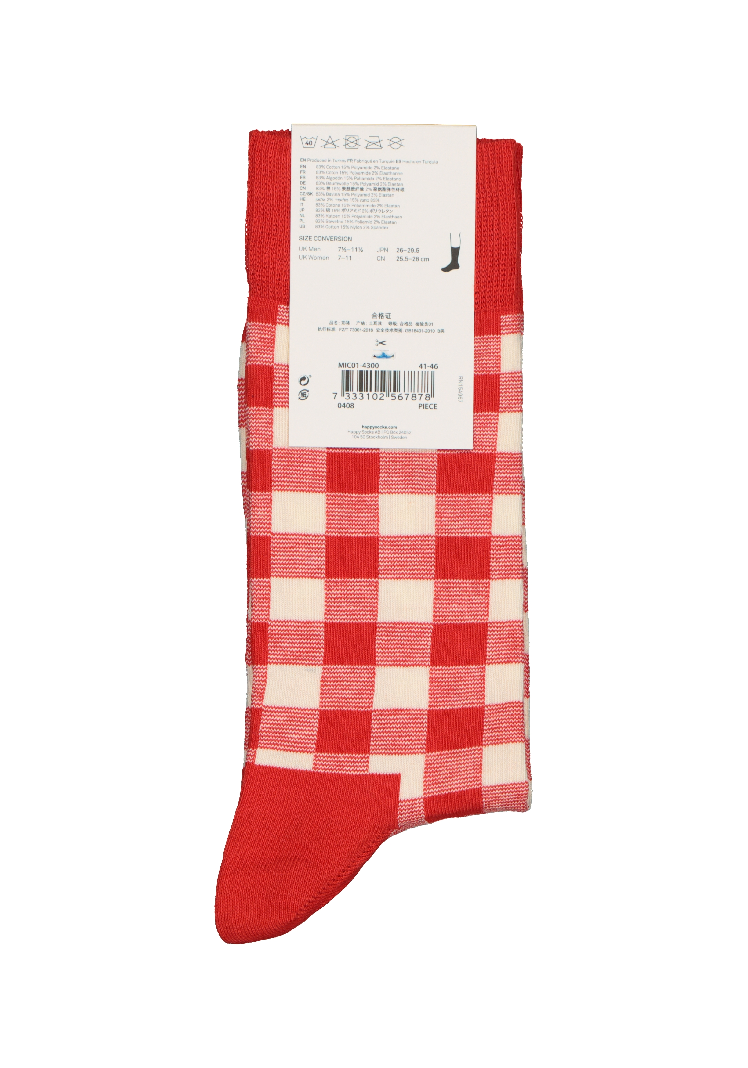 Happy Socks Happy Socks Mini Check Sock (1-pack), unisex sokken, unisex sokken