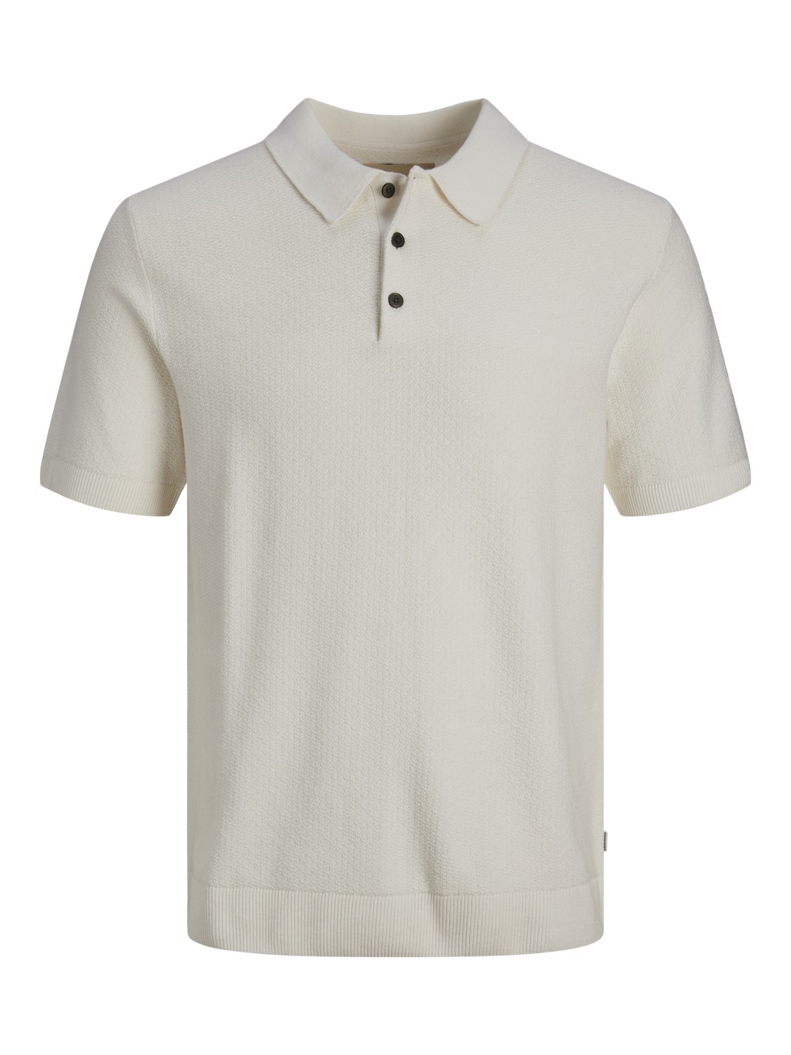 JACK & JONES Sandri knit polo slim fit, heren polo katoen met polo kraag, offwit