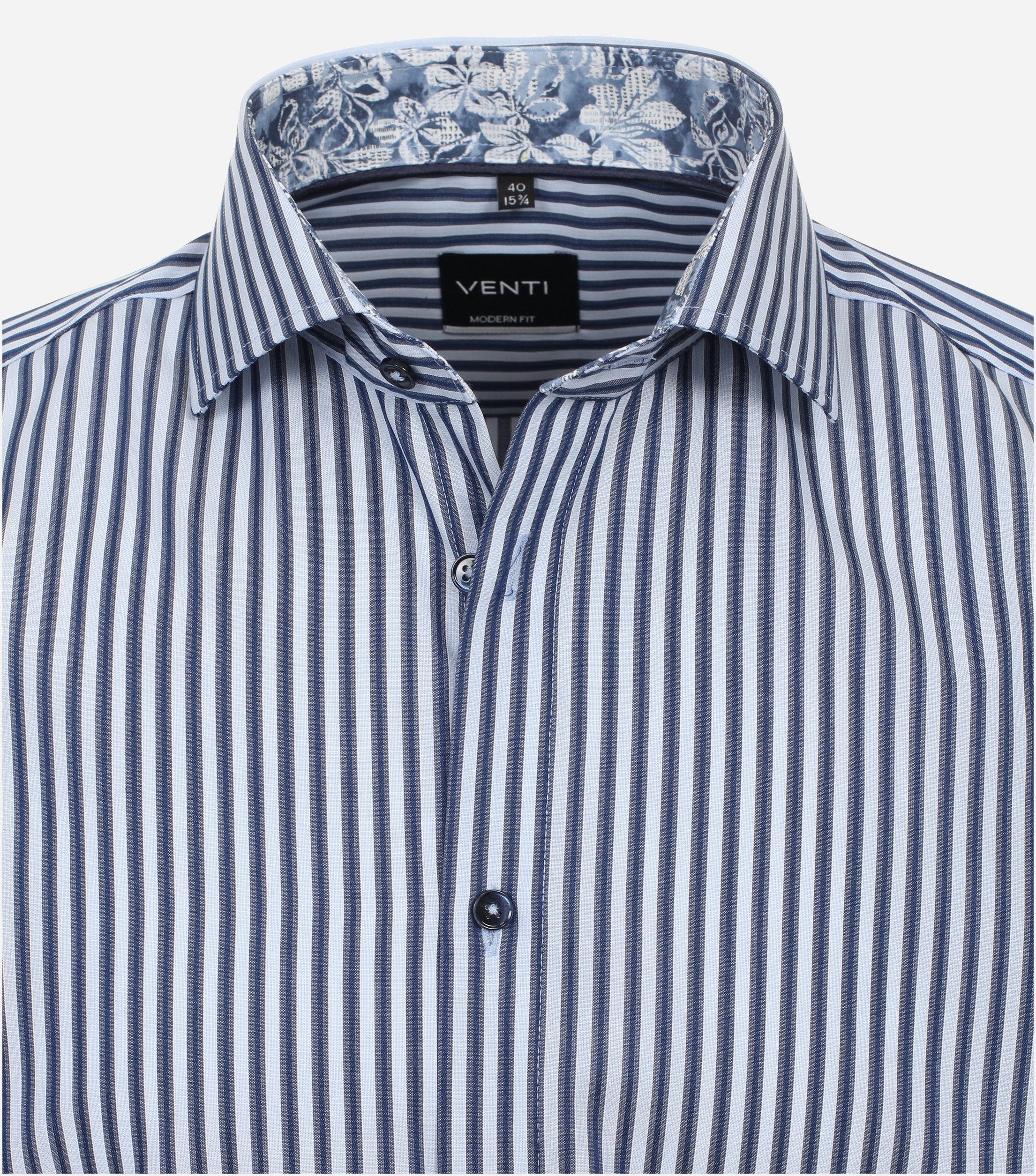 VENTI modern fit overhemd, dobby, blauw gestreept