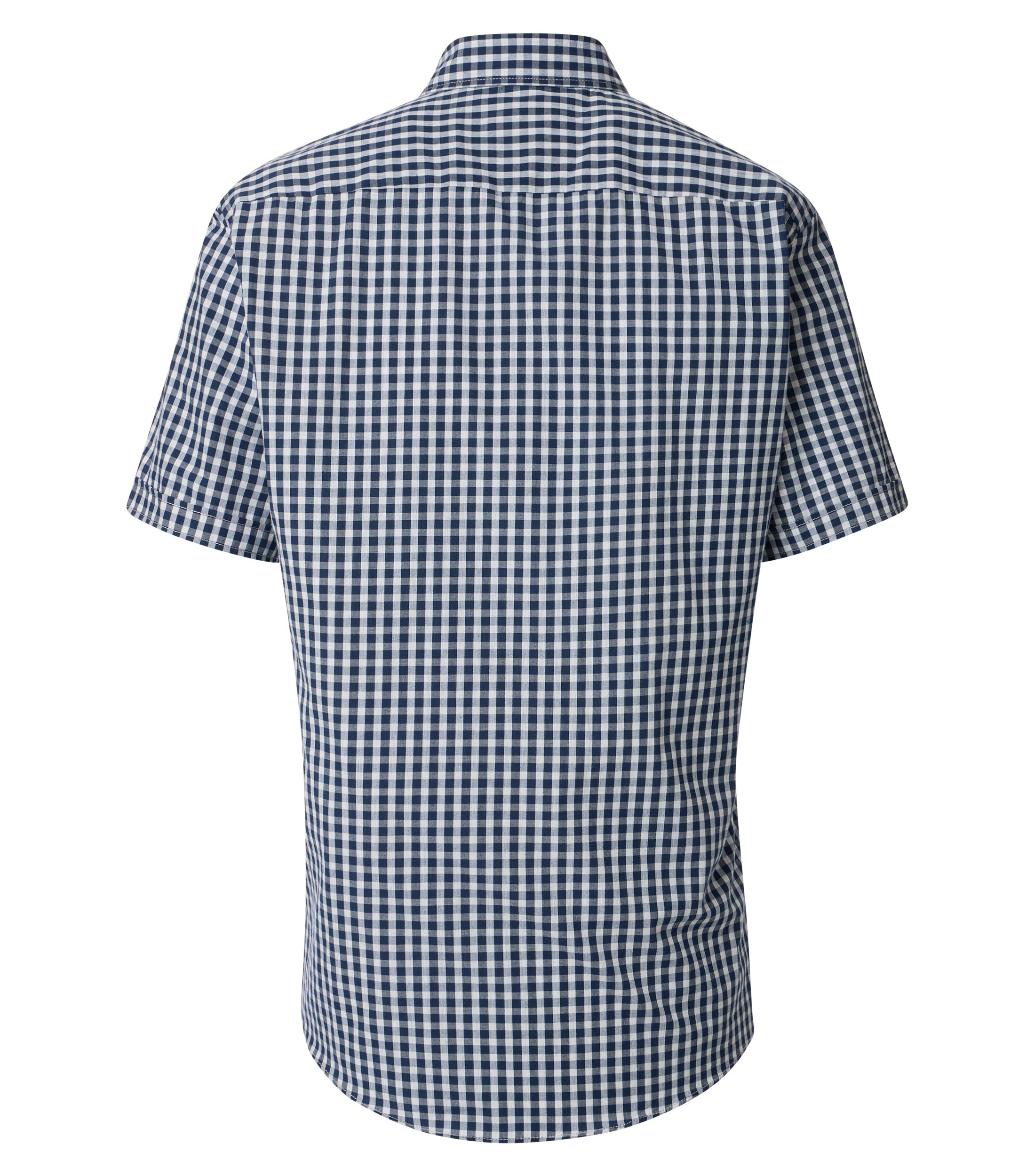 CASA MODA Sport comfort fit overhemd, korte mouw, popeline, blauw met wit geruit