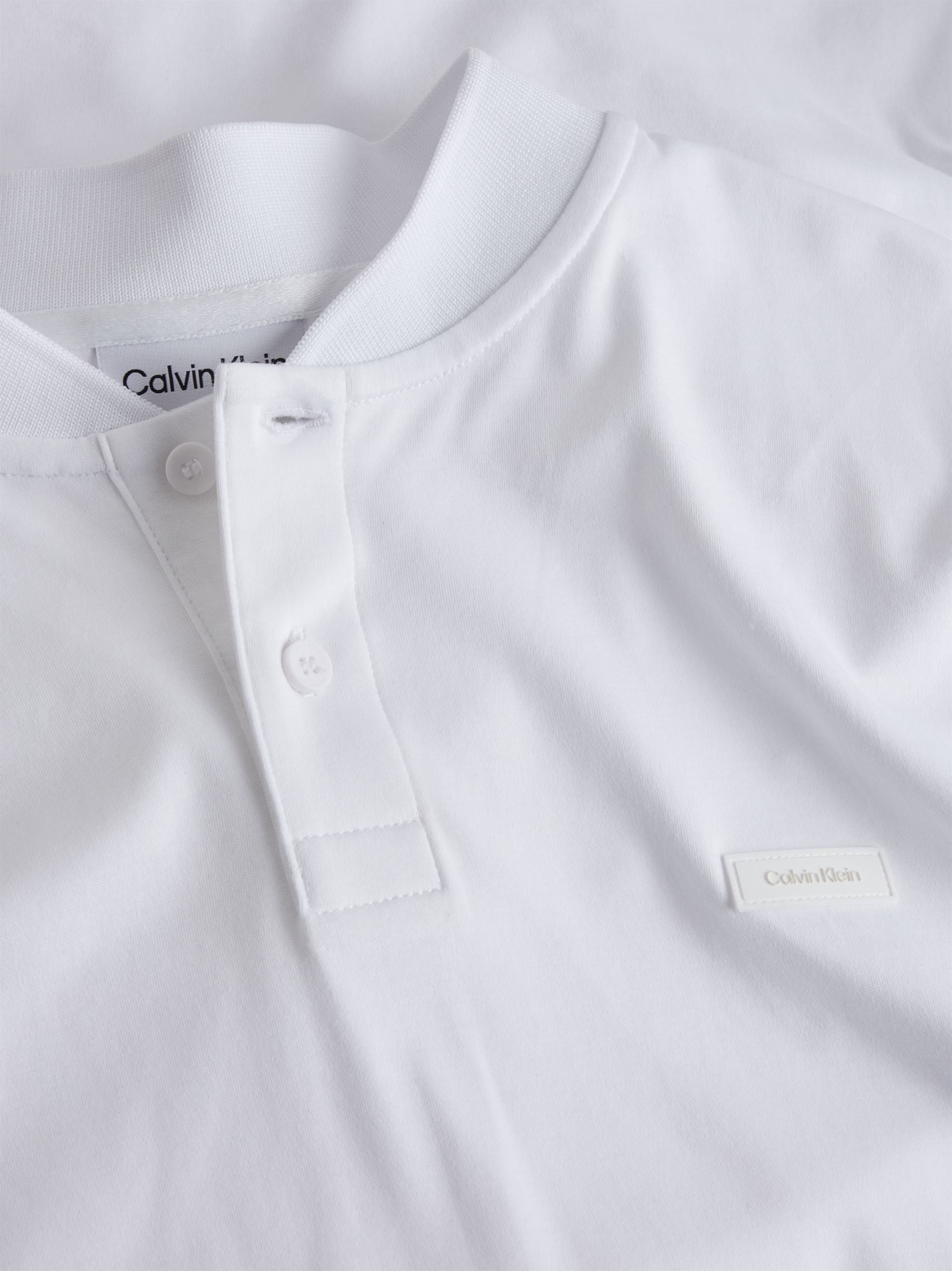 Calvin Klein Smooth Cotton stand collar Slim Polo, heren poloshirt, wit