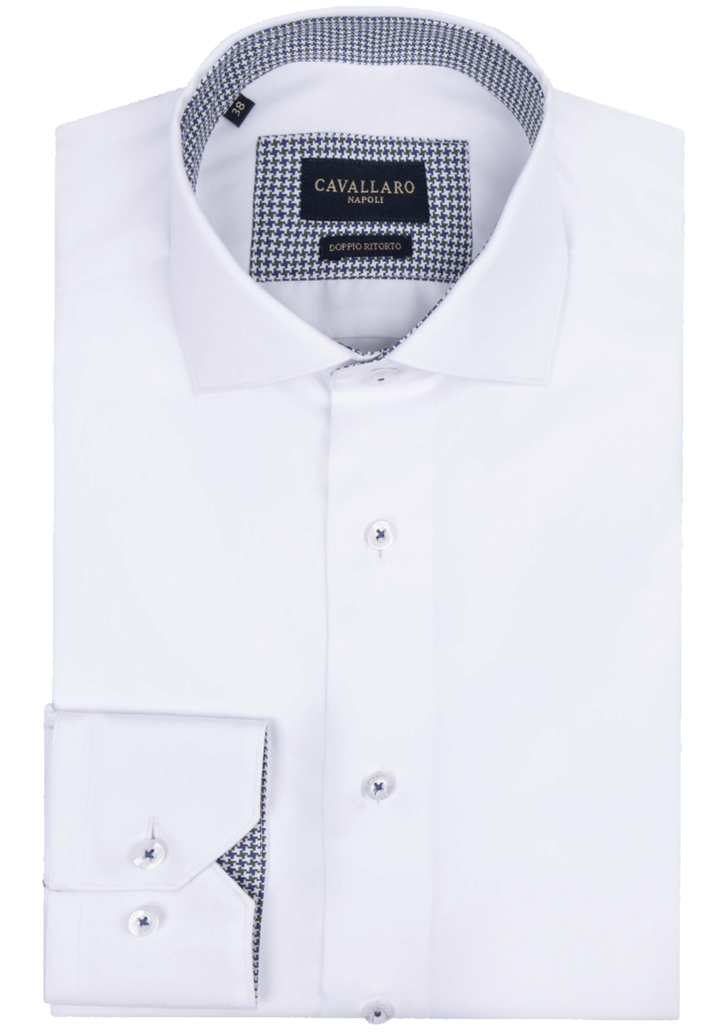 Cavallaro Napoli Renardo slim fit overhemd, twill, wit