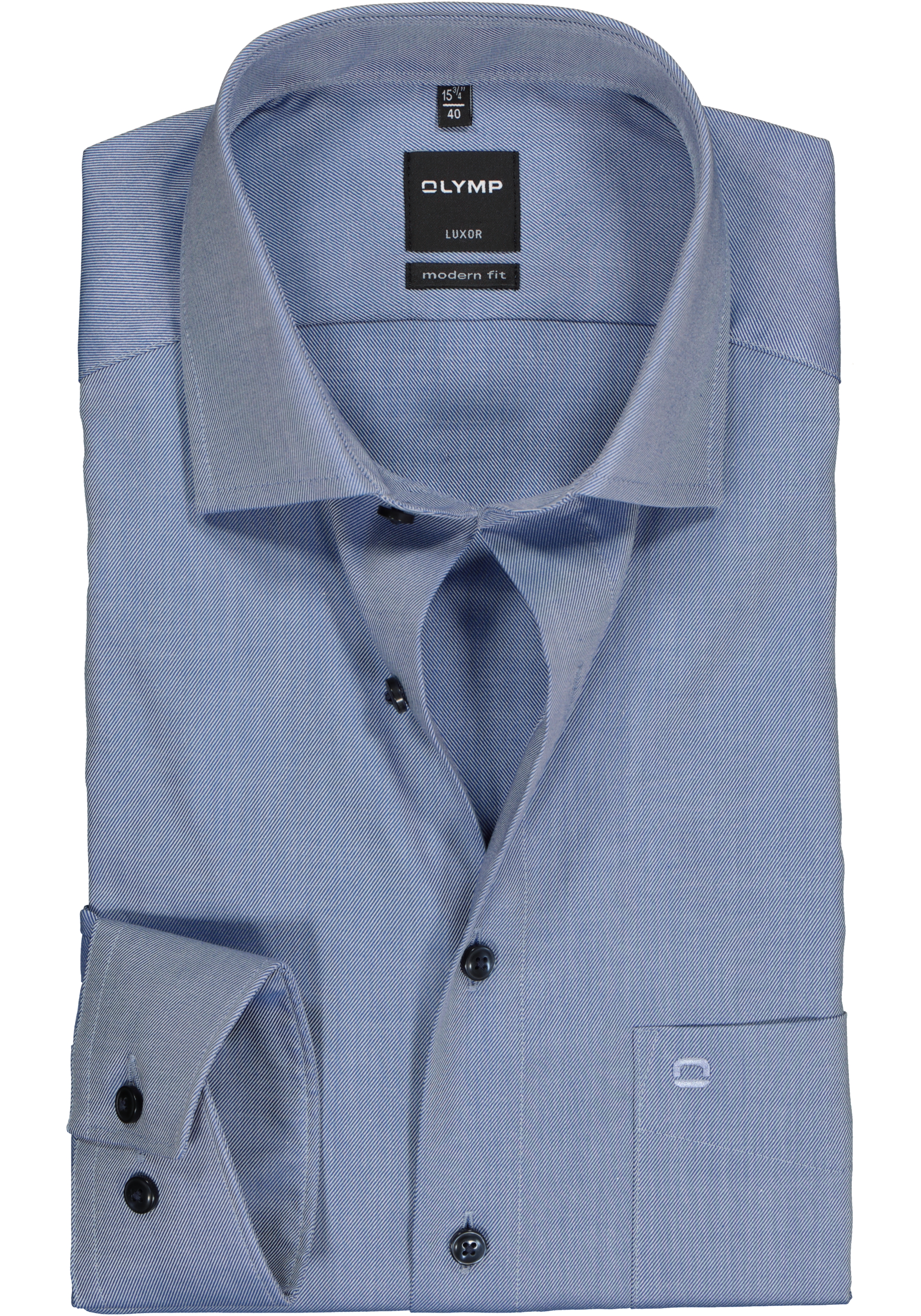 OLYMP Luxor modern fit overhemd, marine blauw twill