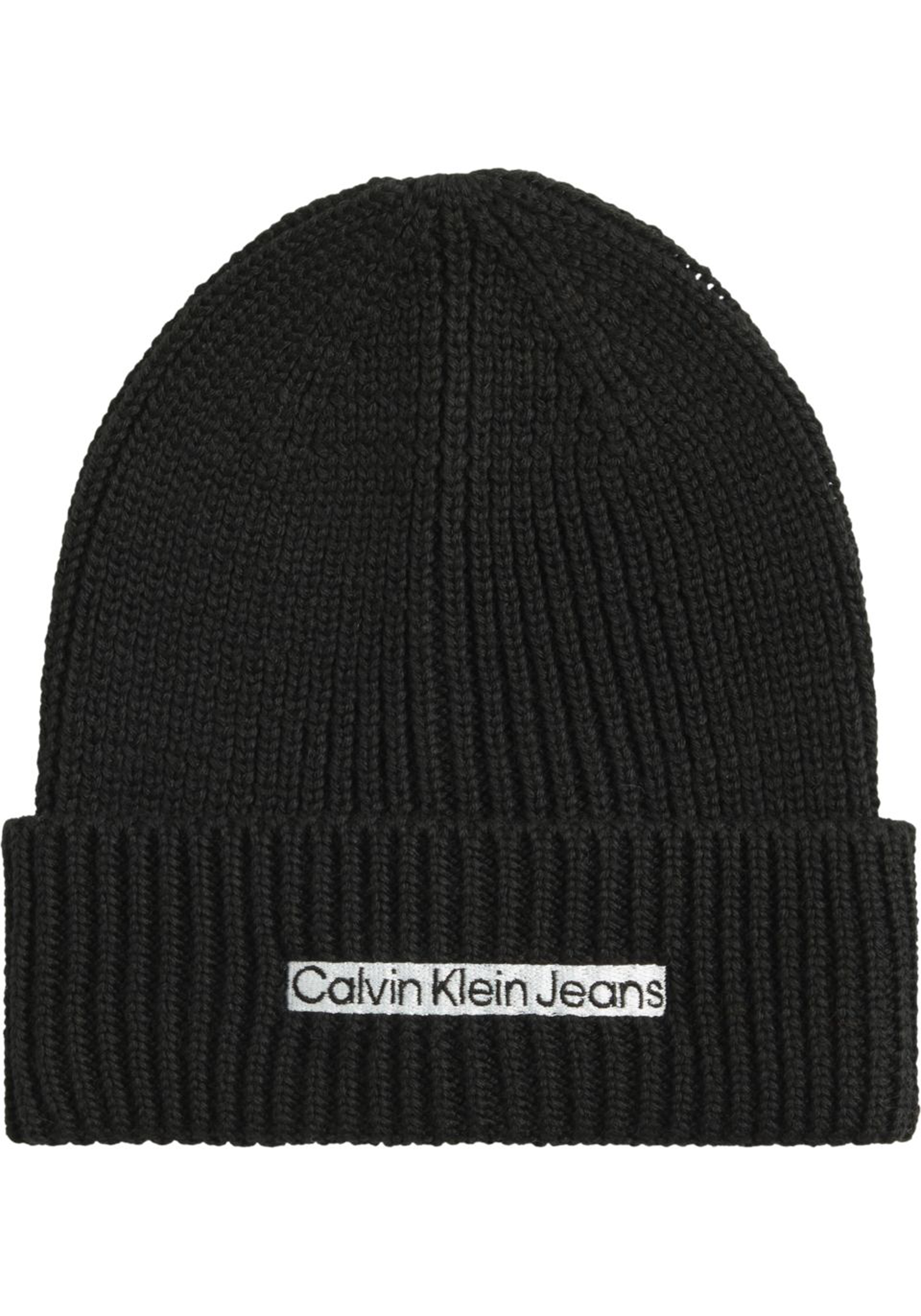 Calvin Klein muts, institutional patch beanie, zwart