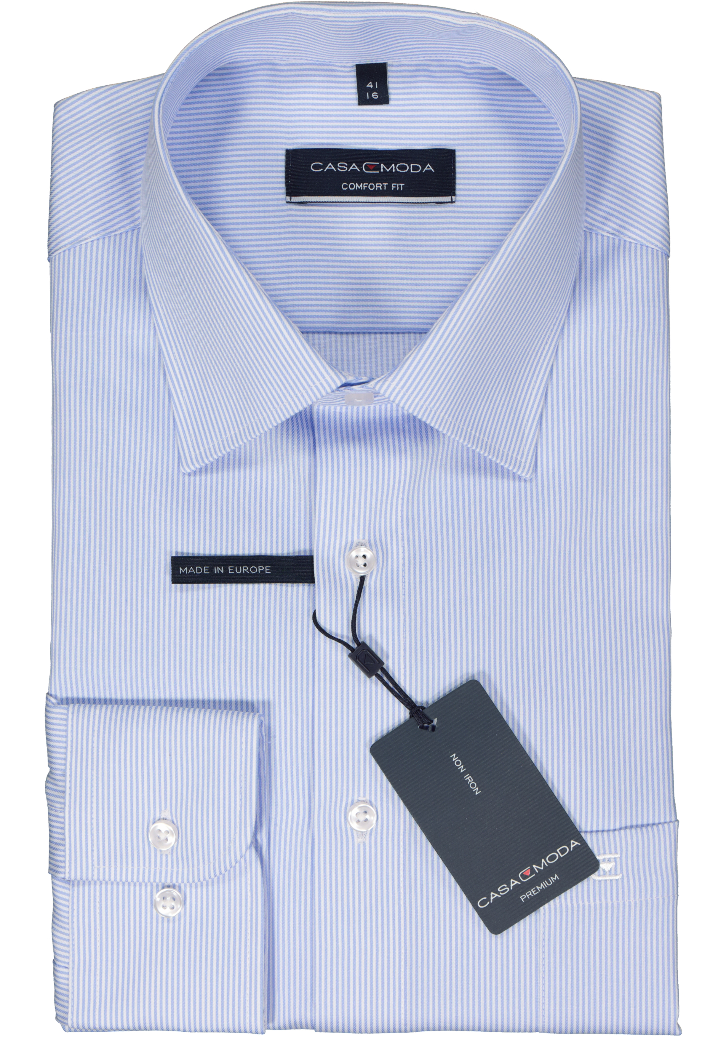 CASA MODA comfort fit overhemd, twill, blauw gestreept