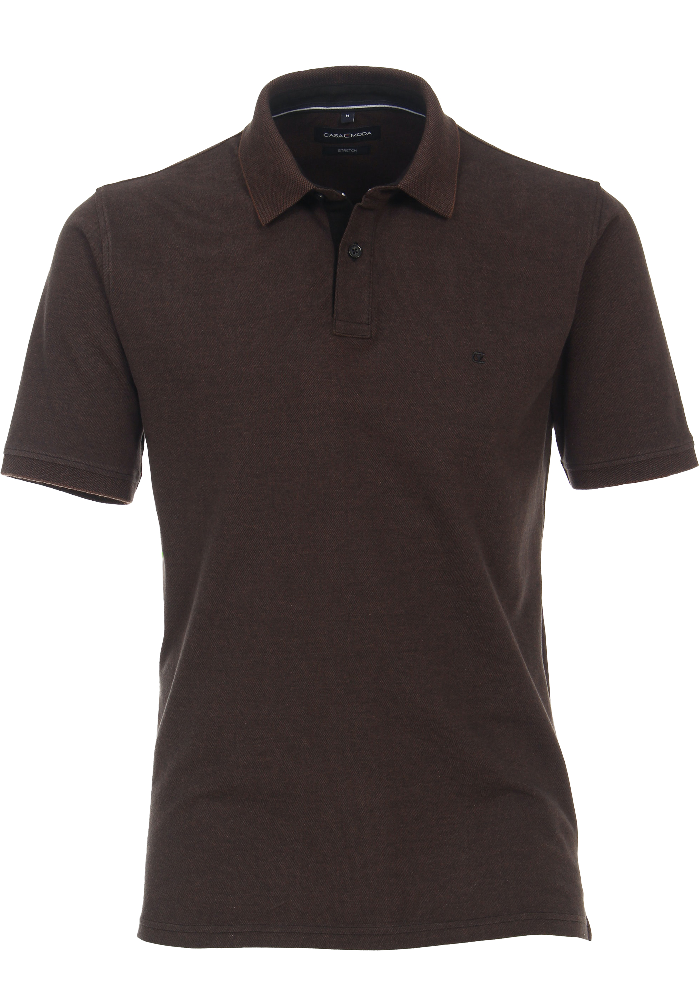 CASA MODA comfort fit heren polo, donkerbruin
